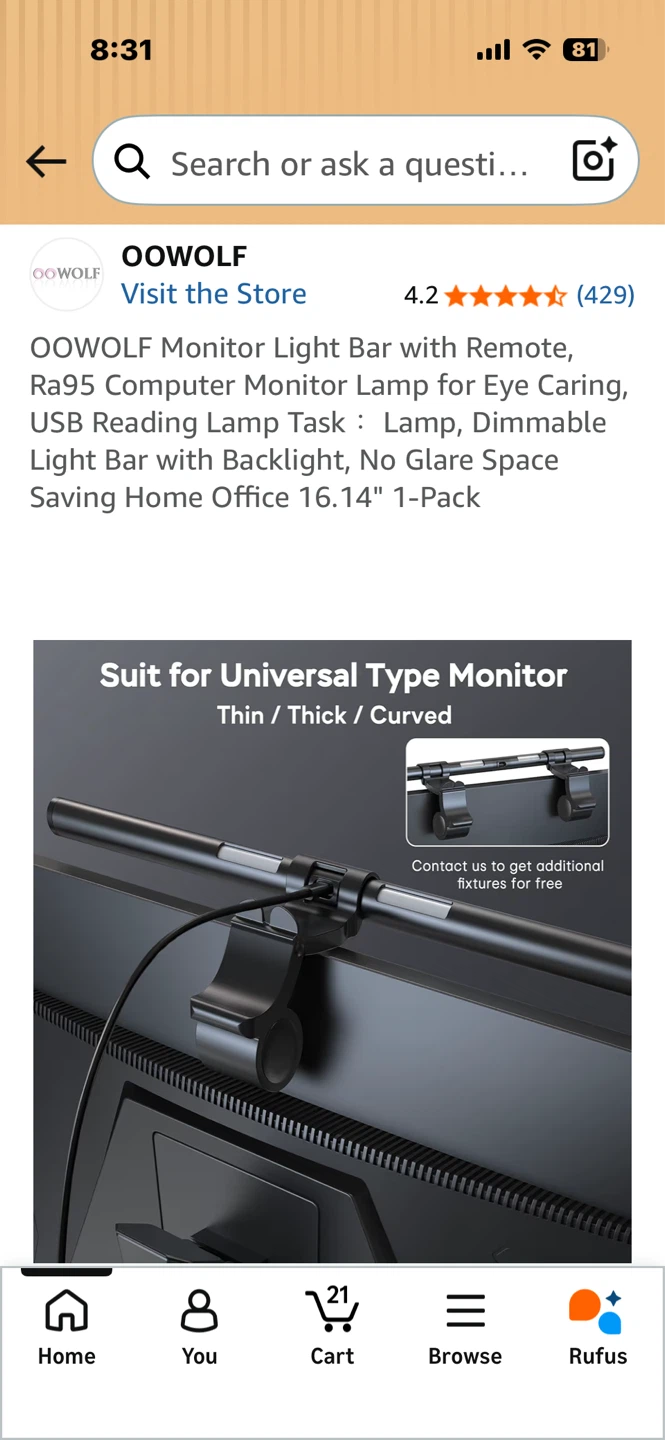 OOWOLF Monitor Light Bar with Remote - photo 5