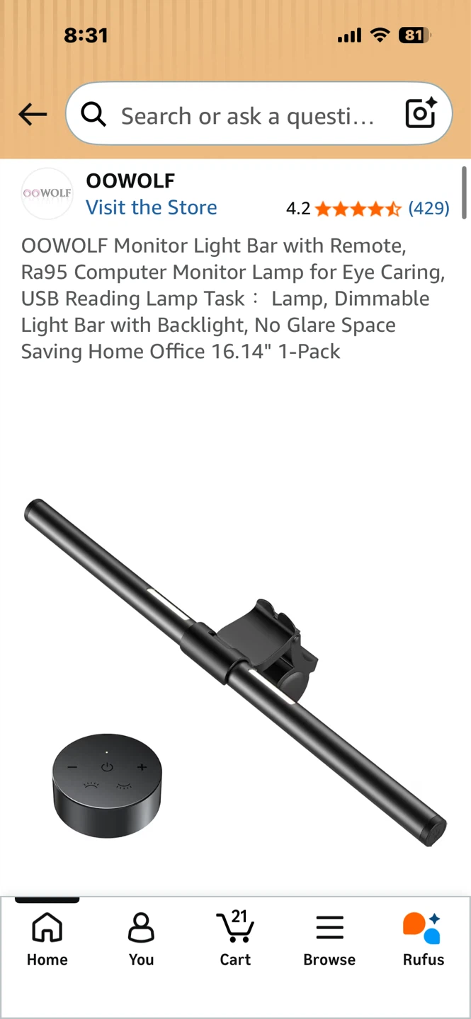 OOWOLF Monitor Light Bar with Remote - photo 2