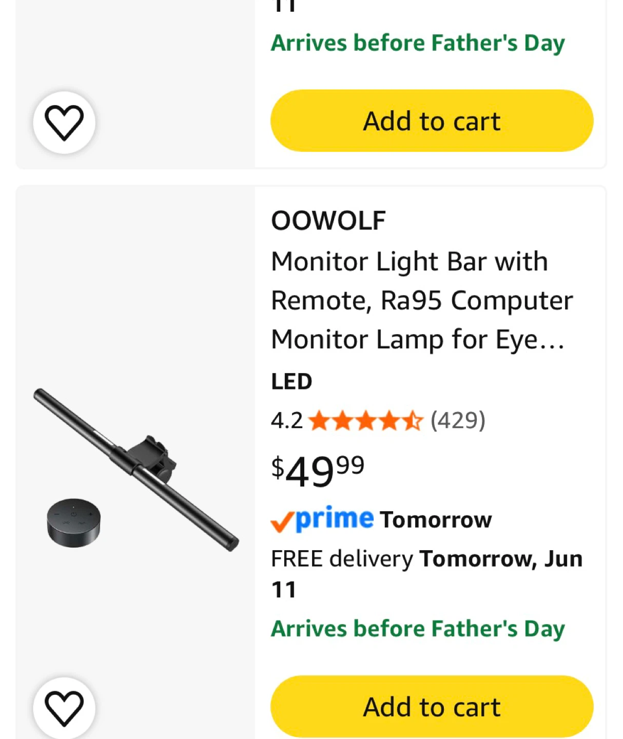 OOWOLF Monitor Light Bar with Remote