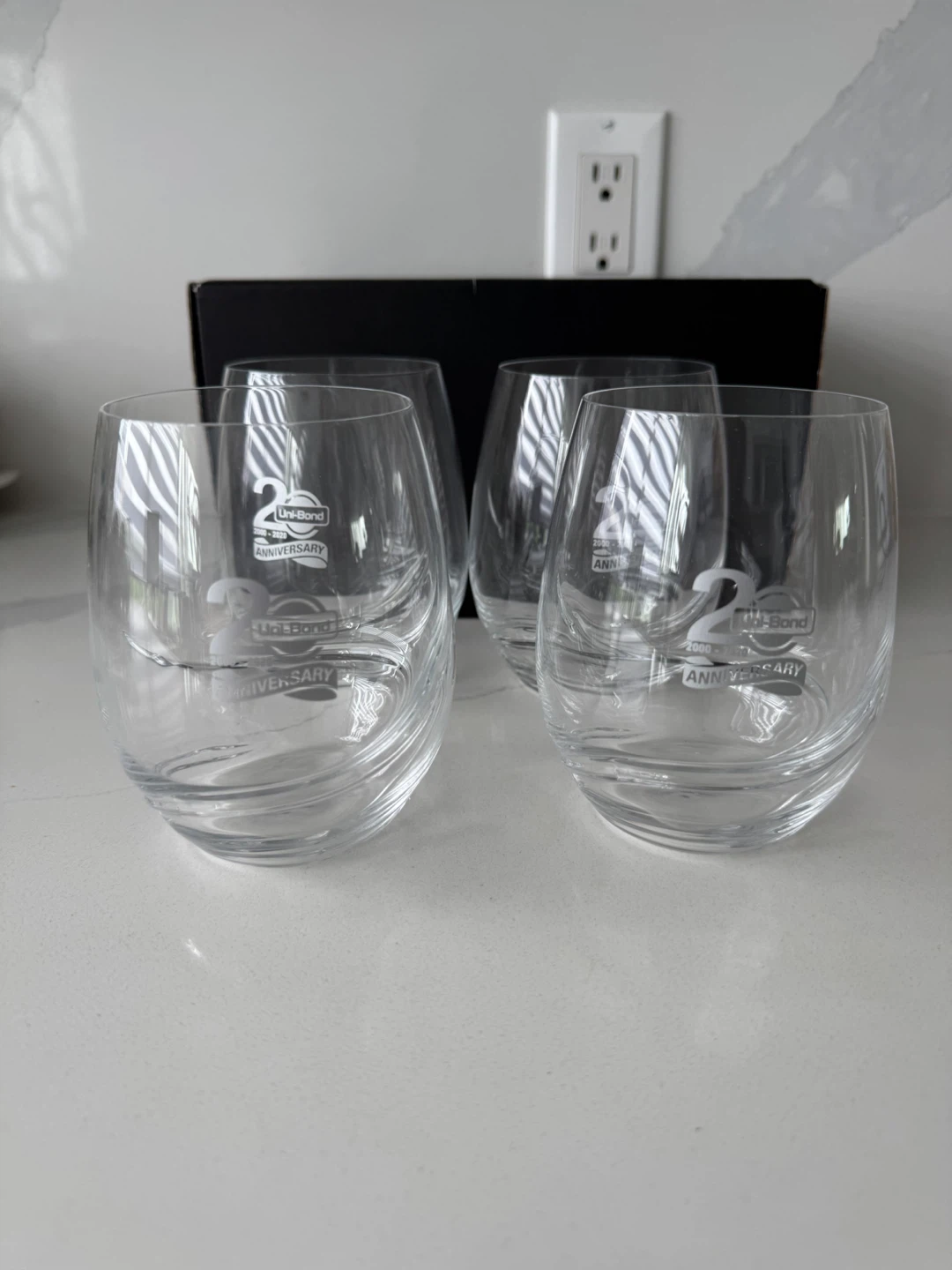 Uni-Bond 22nd Anniversary Stemless Wine Glasses (Set of 4)