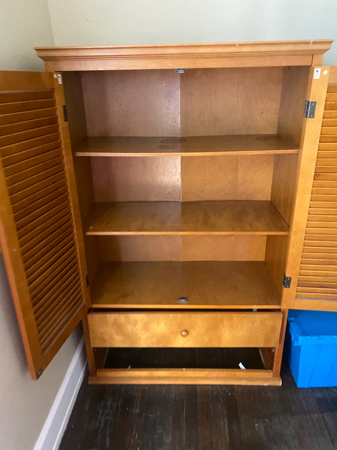 Wooden Armoire with Louvered Doors