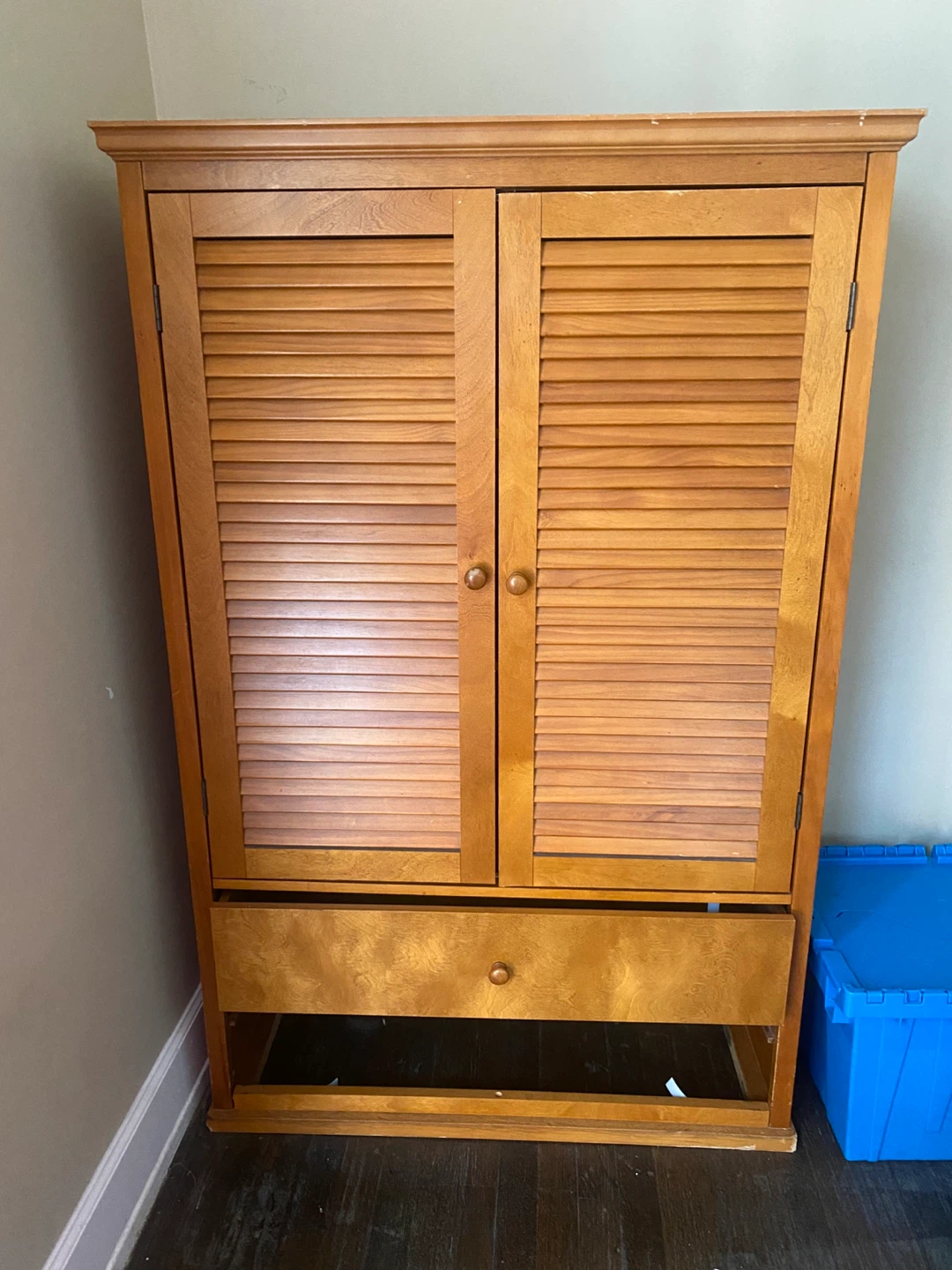 Wooden Armoire with Louvered Doors - photo 2