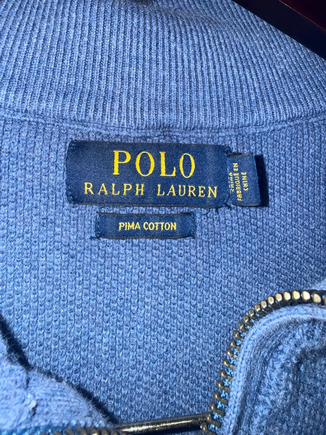 Polo Ralph Lauren 1/4 Zip Pullover - Blue Pima Cotton - photo 3