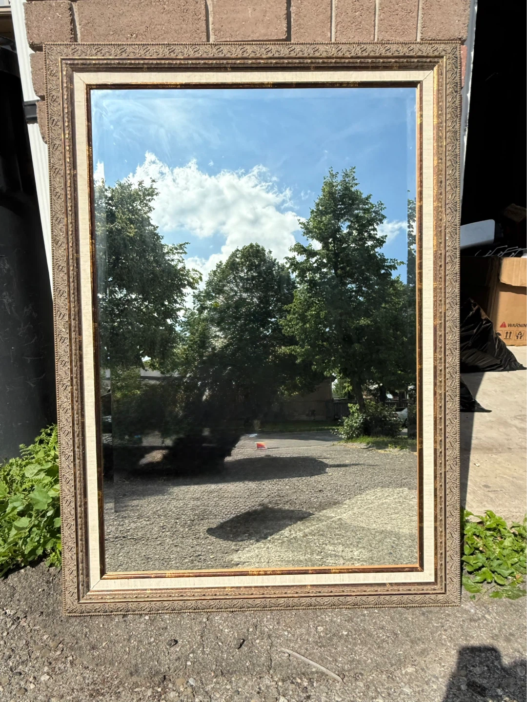 Large Vintage Ornate Framed Wall Mirror – Gold & Bronze Tone