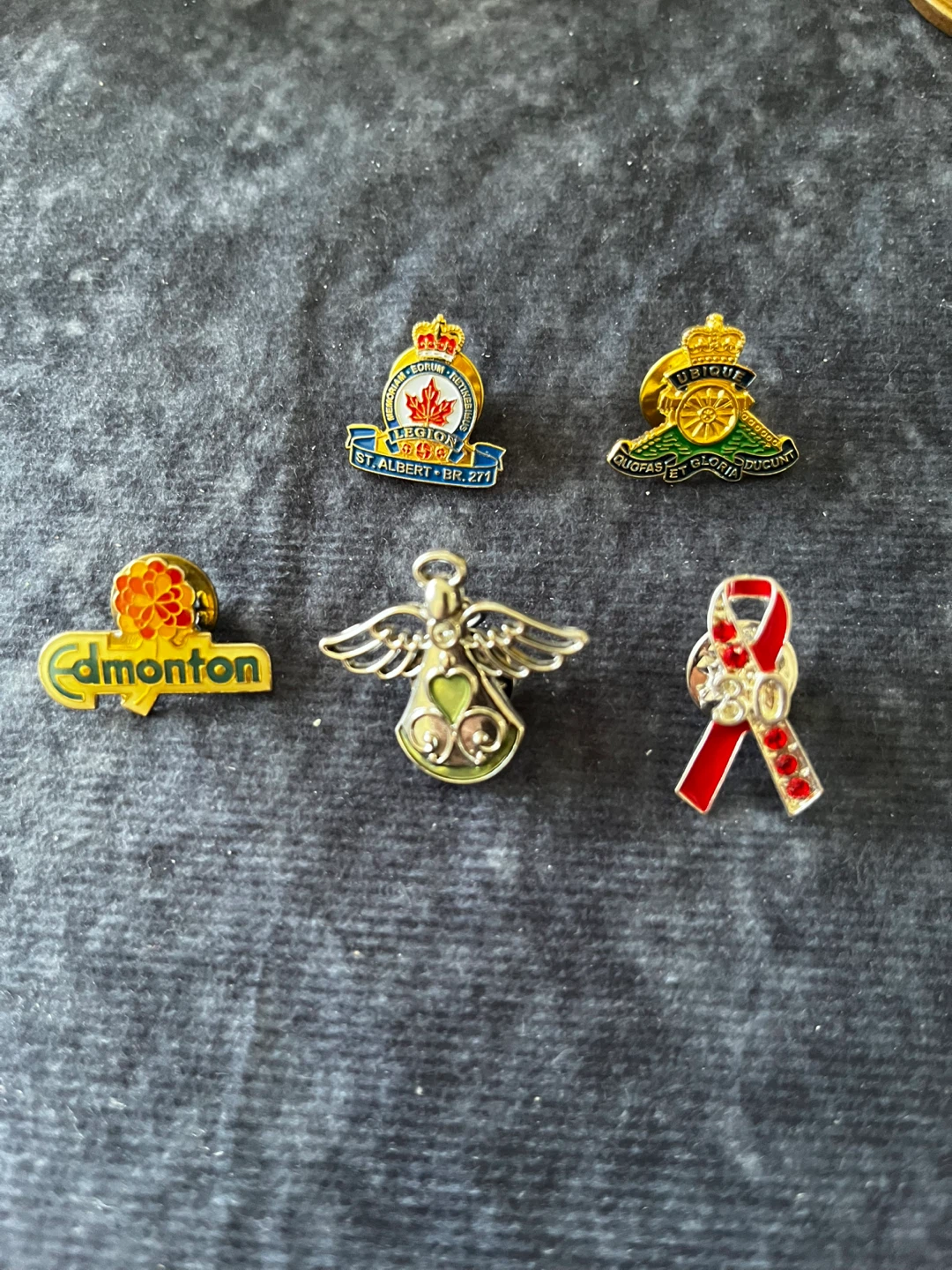 Assorted Enamel Pins - Edmonton, Legion, Angel, Ribbon - photo 2