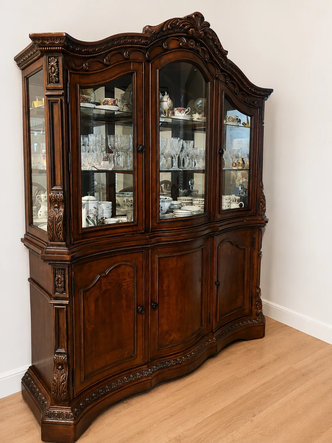 Antique solid wood dining set with cabinet - photo 2