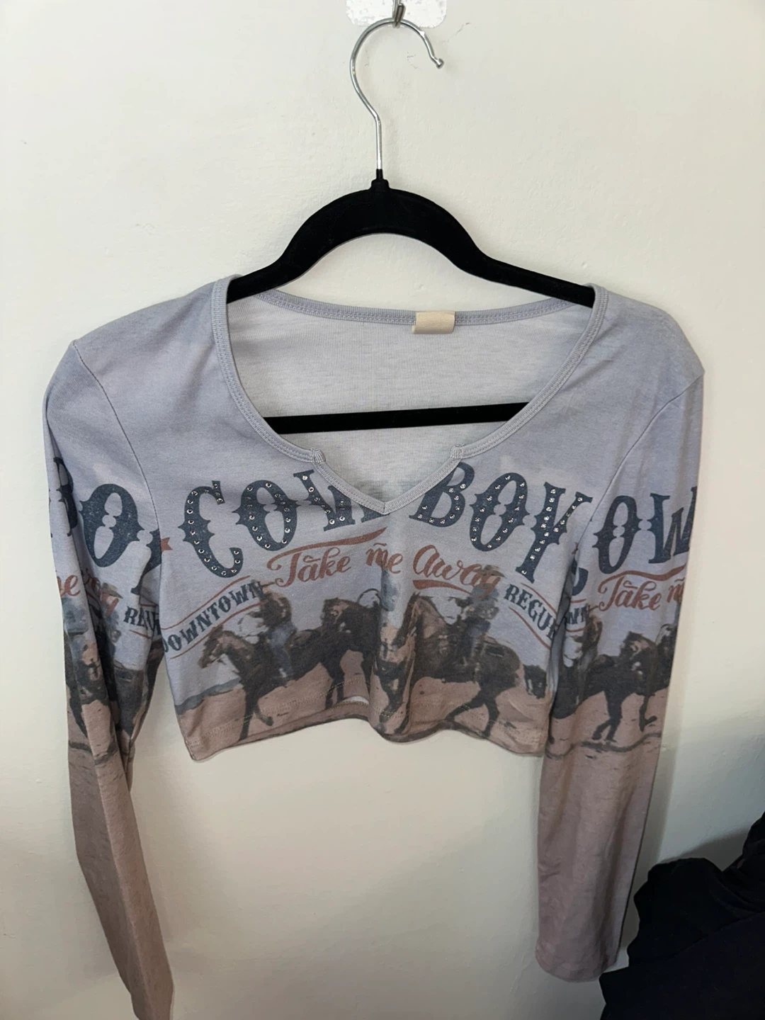 Cowboy Graphic Long Sleeve Crop Top M - photo 4