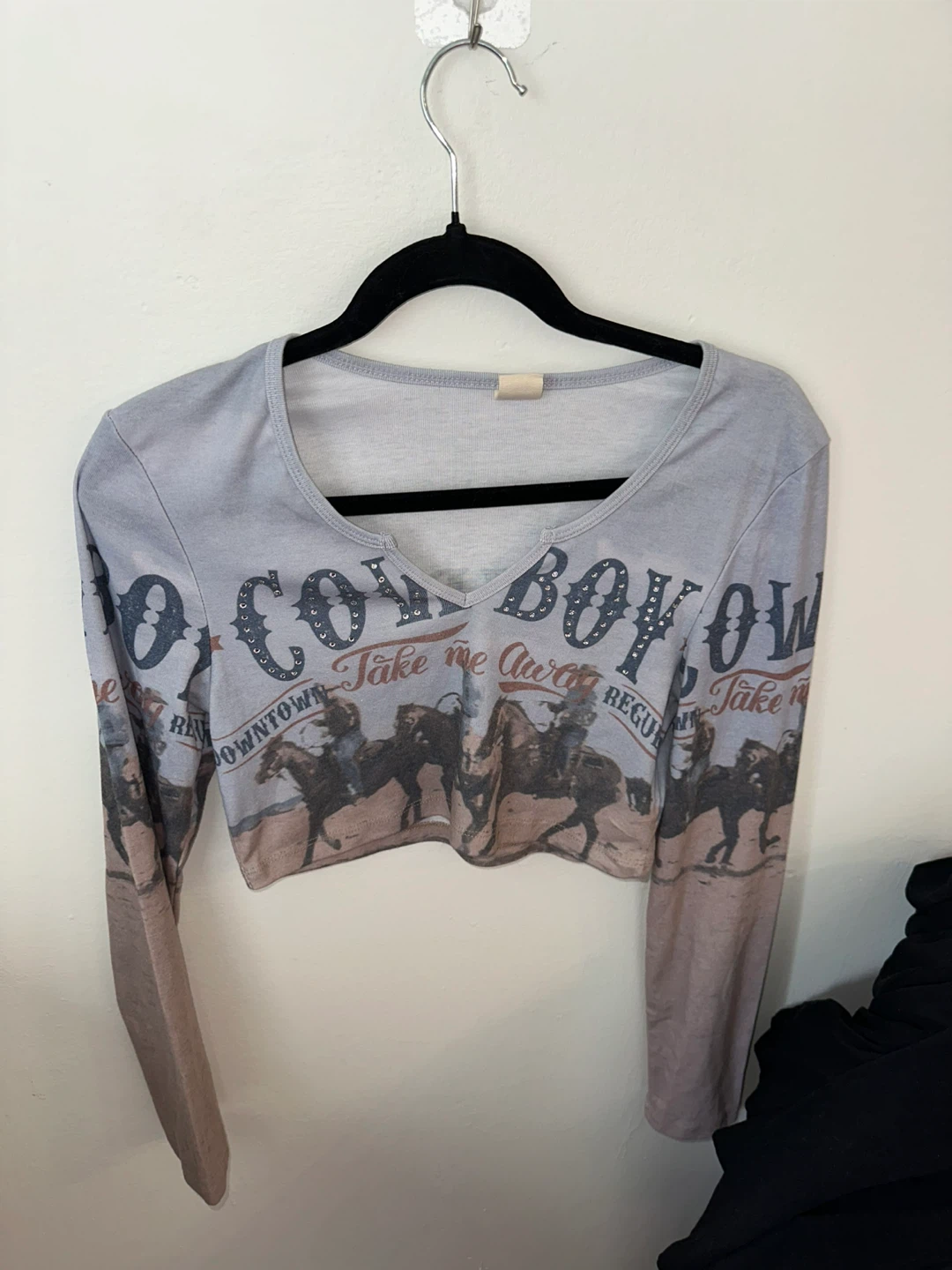 Cowboy Graphic Long Sleeve Crop Top M - photo 3
