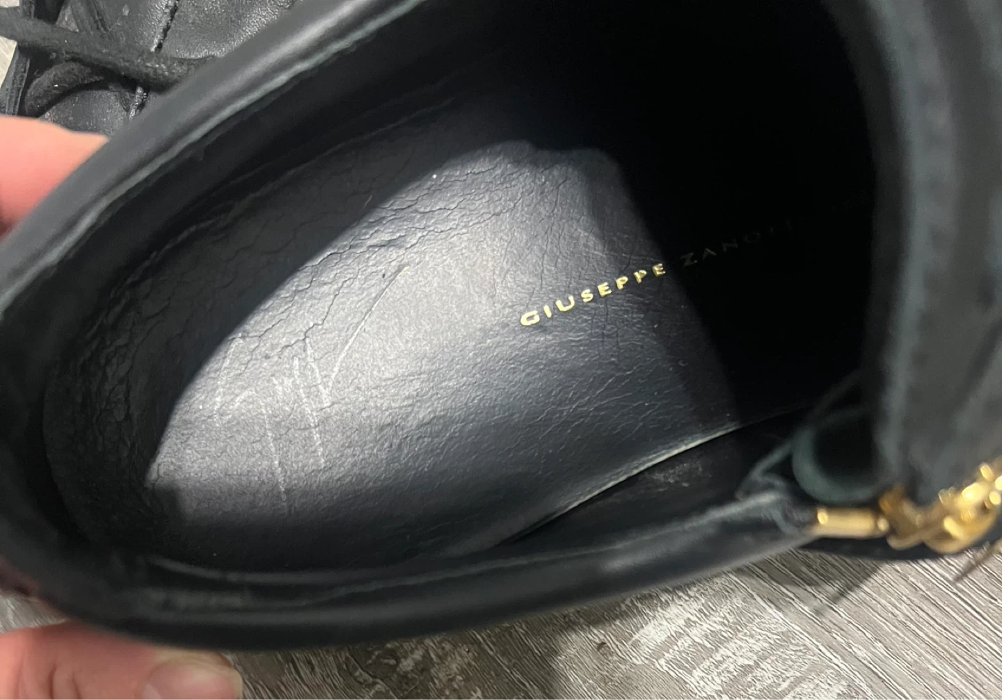 Giuseppe Zanotti Black Leather Gold Zip Sneakers Size 37 - photo 3
