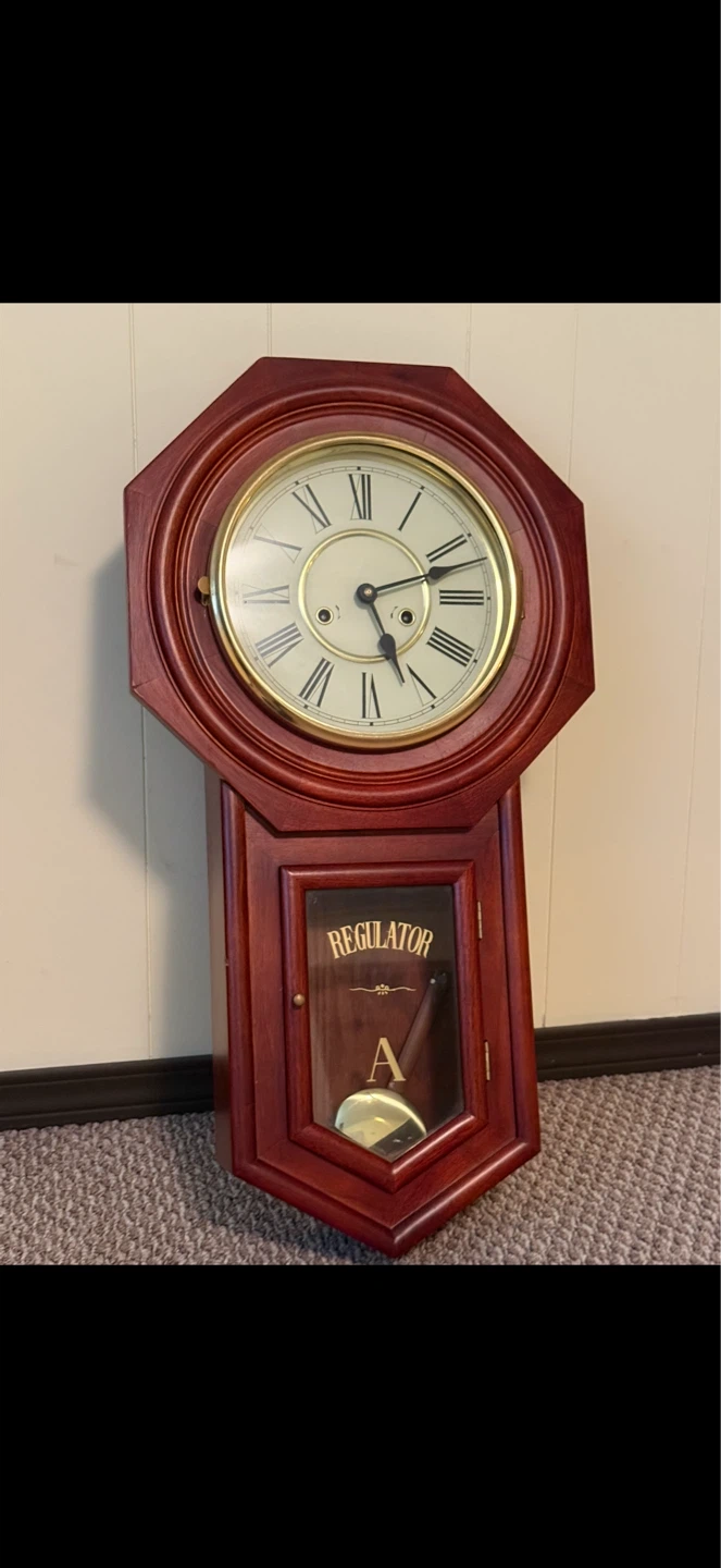 Classic Wooden Regulator Wall Clock With Pendulum