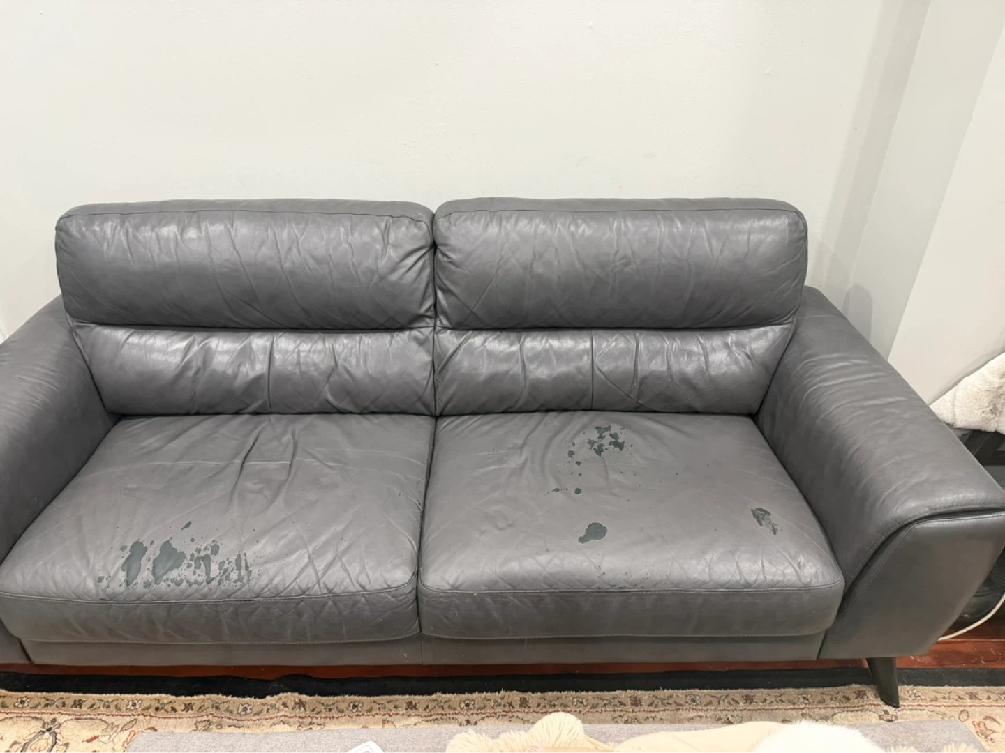 Gray Leather Sofa - photo 2