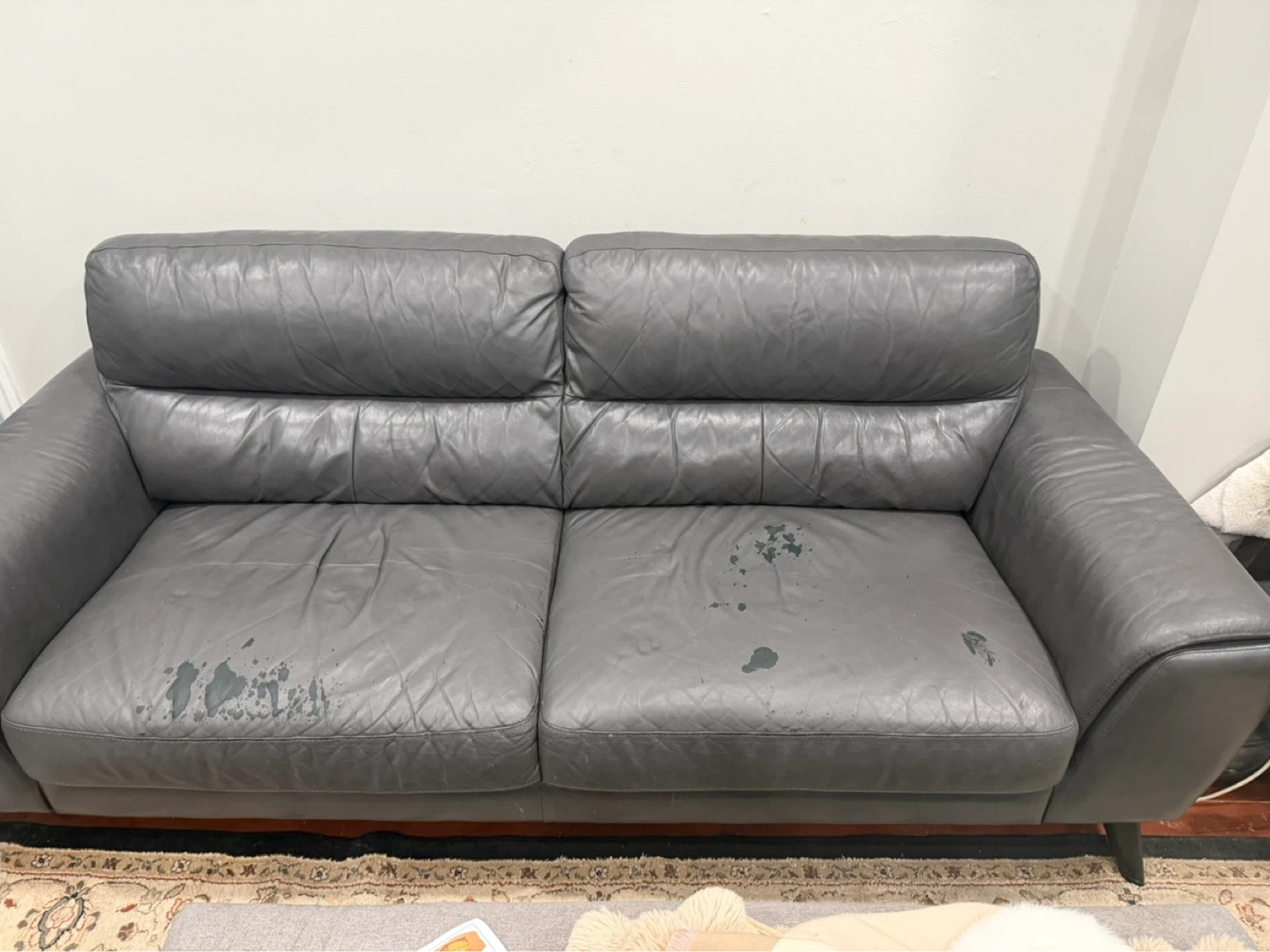 Gray Leather Sofa - photo 3