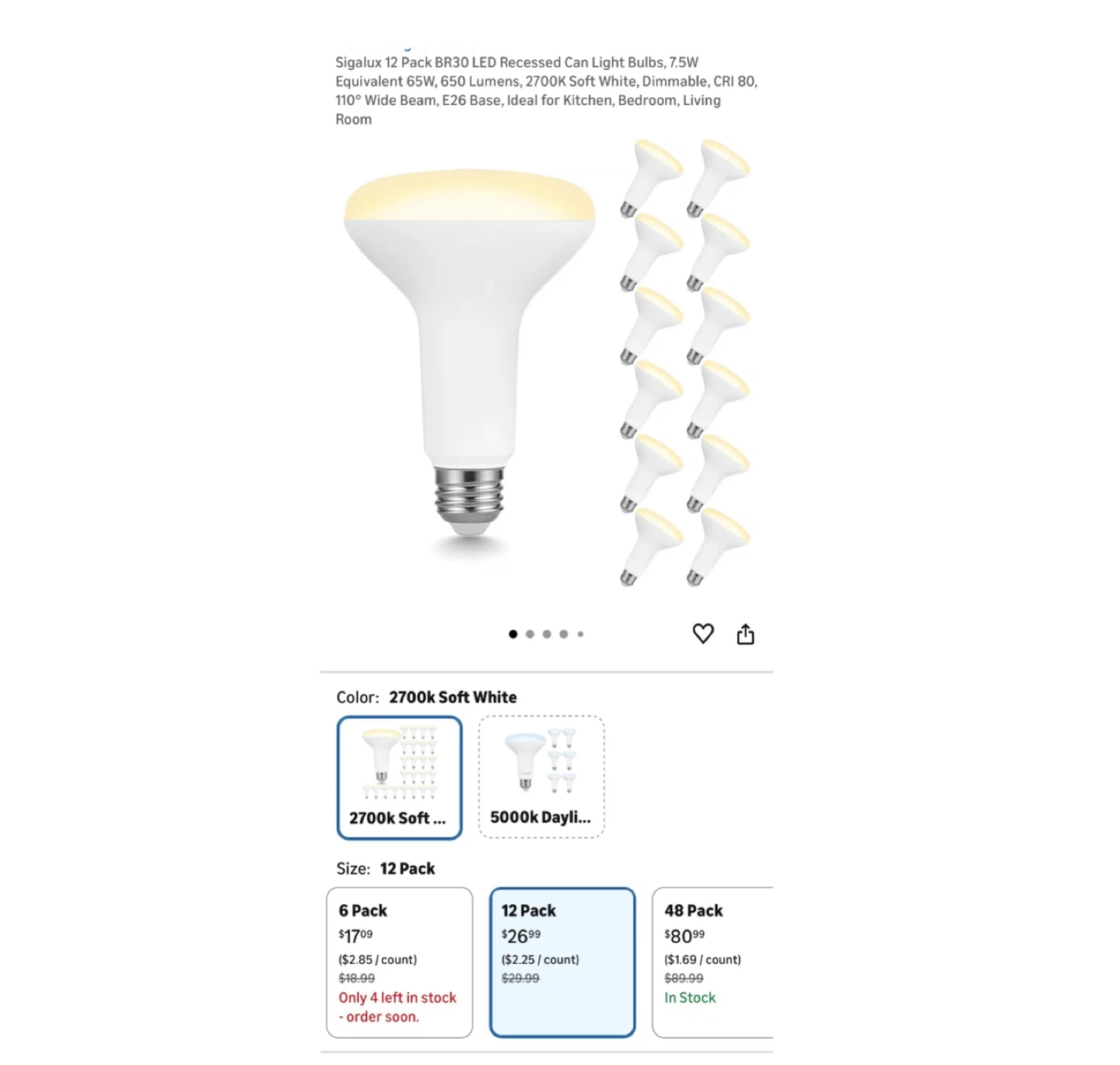 Brand new 12 Pack BR30 LED Recessed Can Light Bulbs