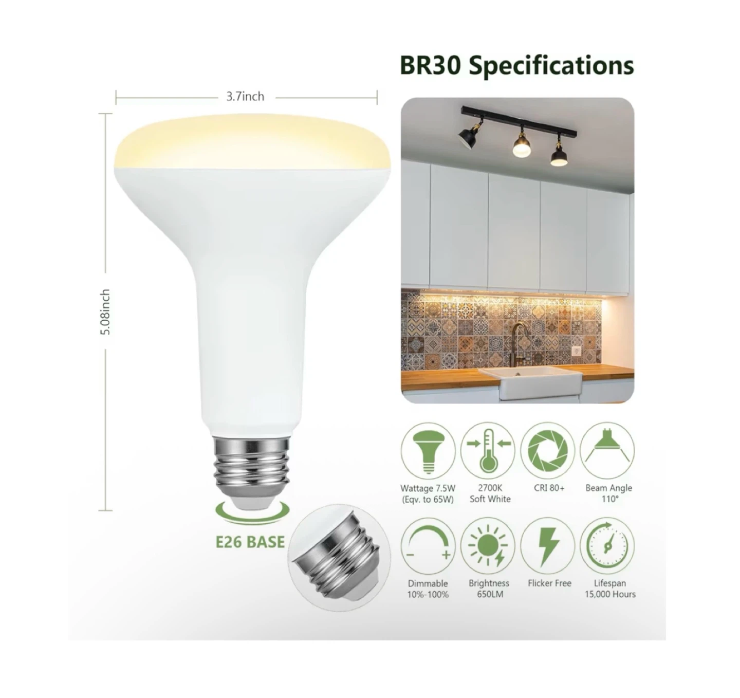 Brand new 12 Pack BR30 LED Recessed Can Light Bulbs - photo 3
