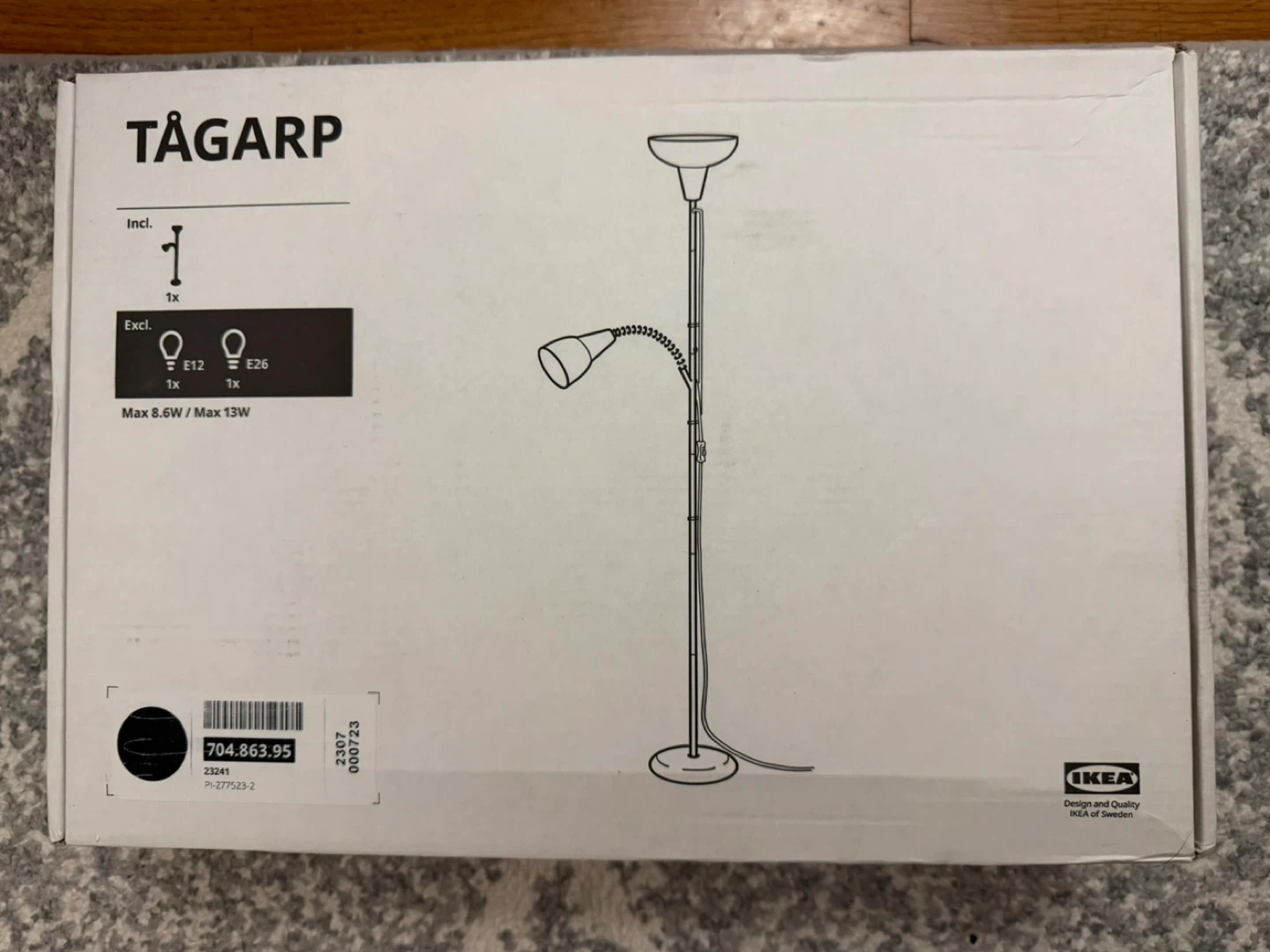 IKEA TÄLGARP Floor Uplighter/Reading Lamp - Black