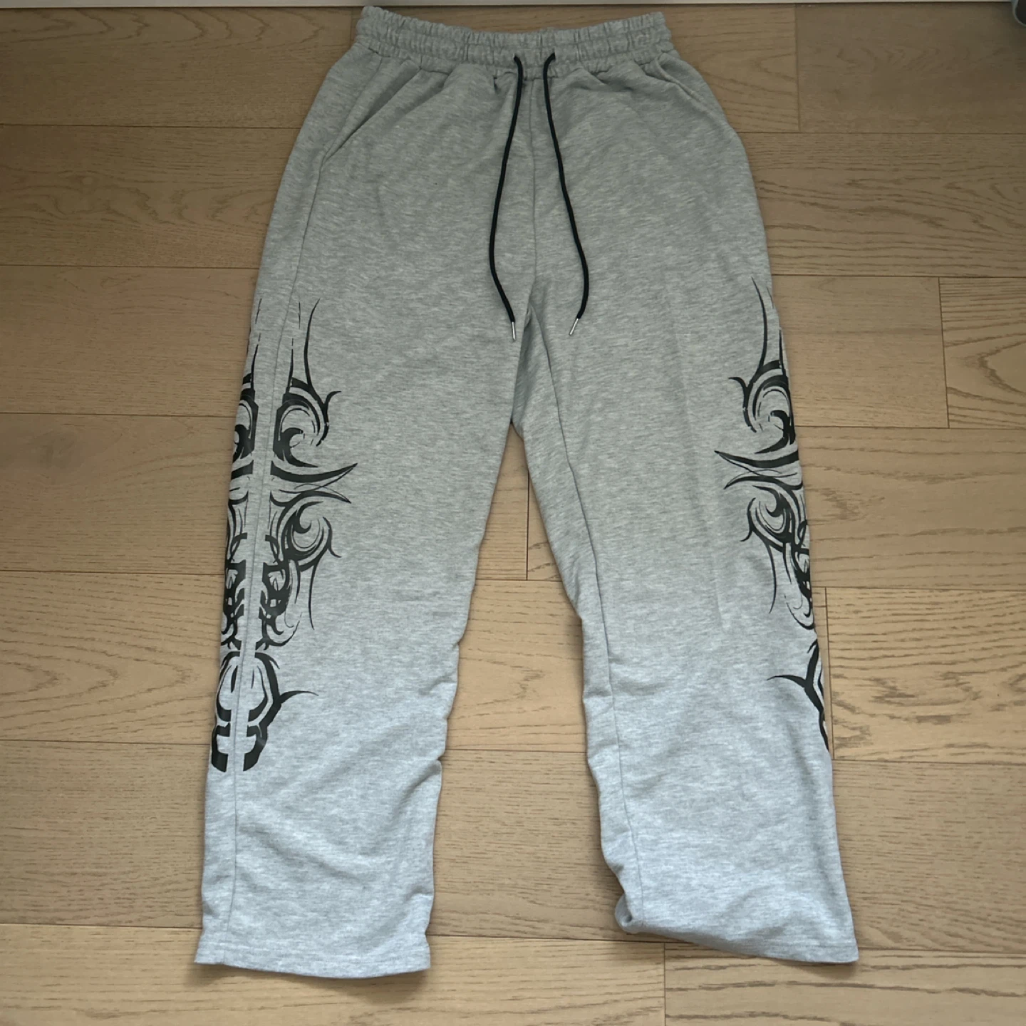 Grey Sweatpants with Black Design