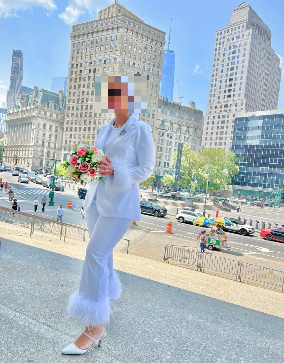 White Feather Trim Suit Set - photo 3