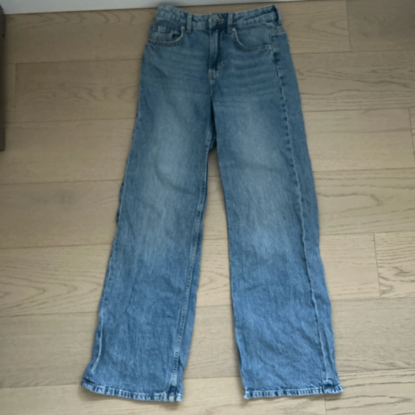 H&M Blue High Waisted Wide Leg Jeans