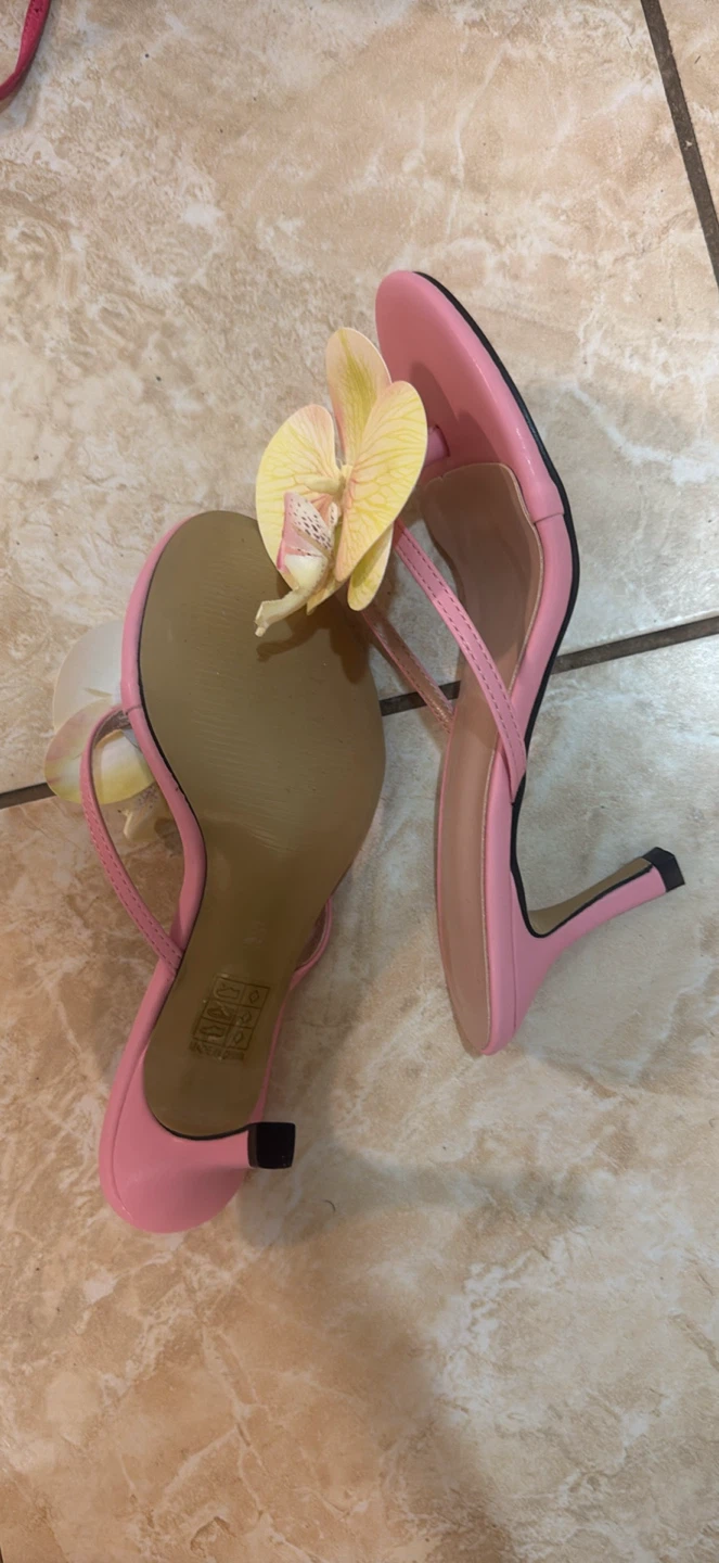 Pink Flower Heeled Sandals - photo 2