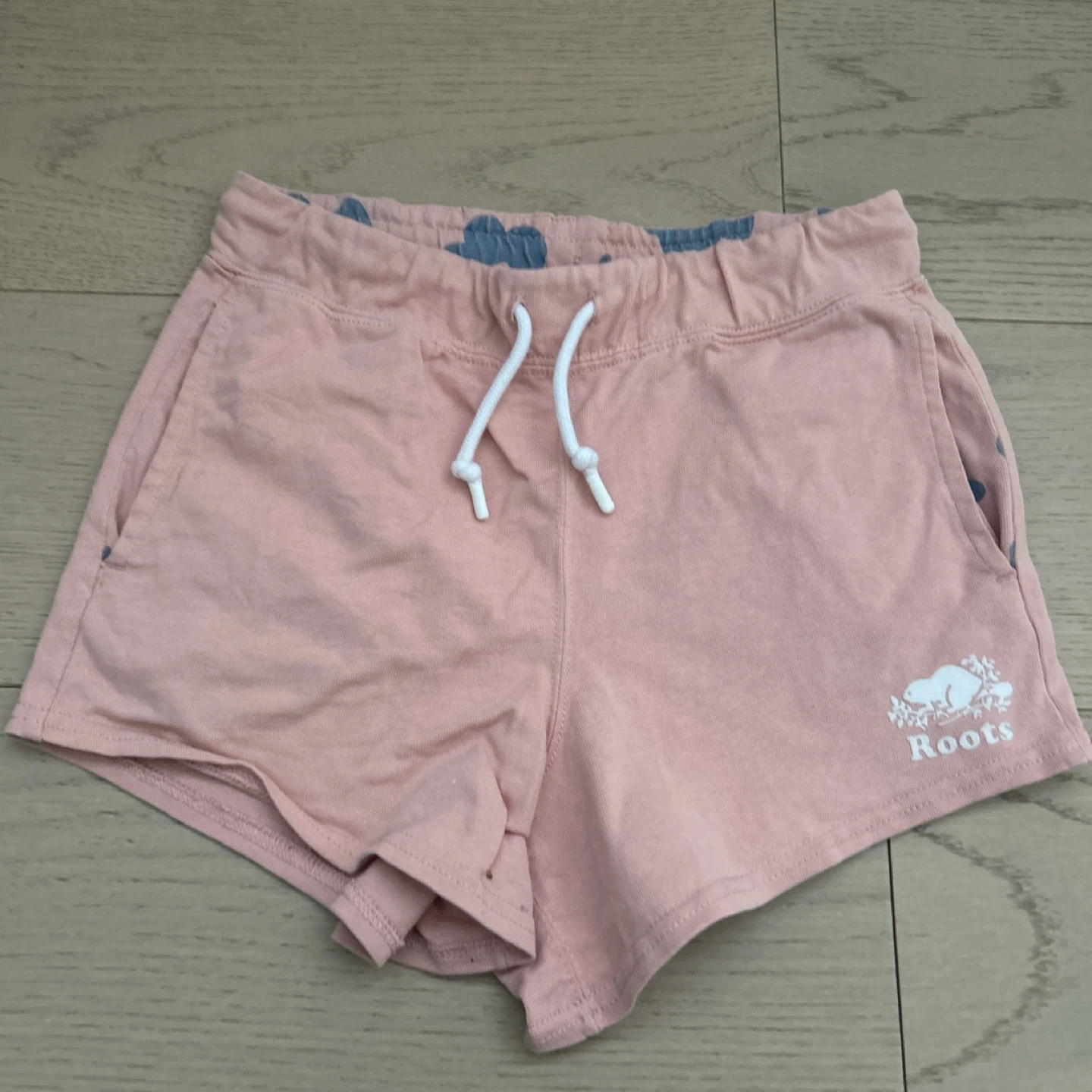 Roots Kids Pink Shorts with Blue Flowers Size 10