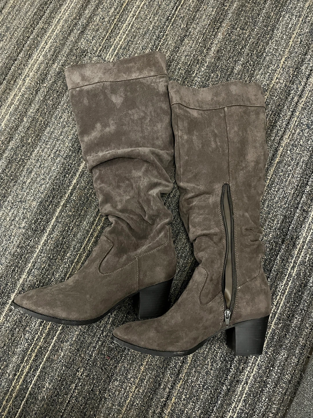 Brown Suede Knee-High Boots - Size 9