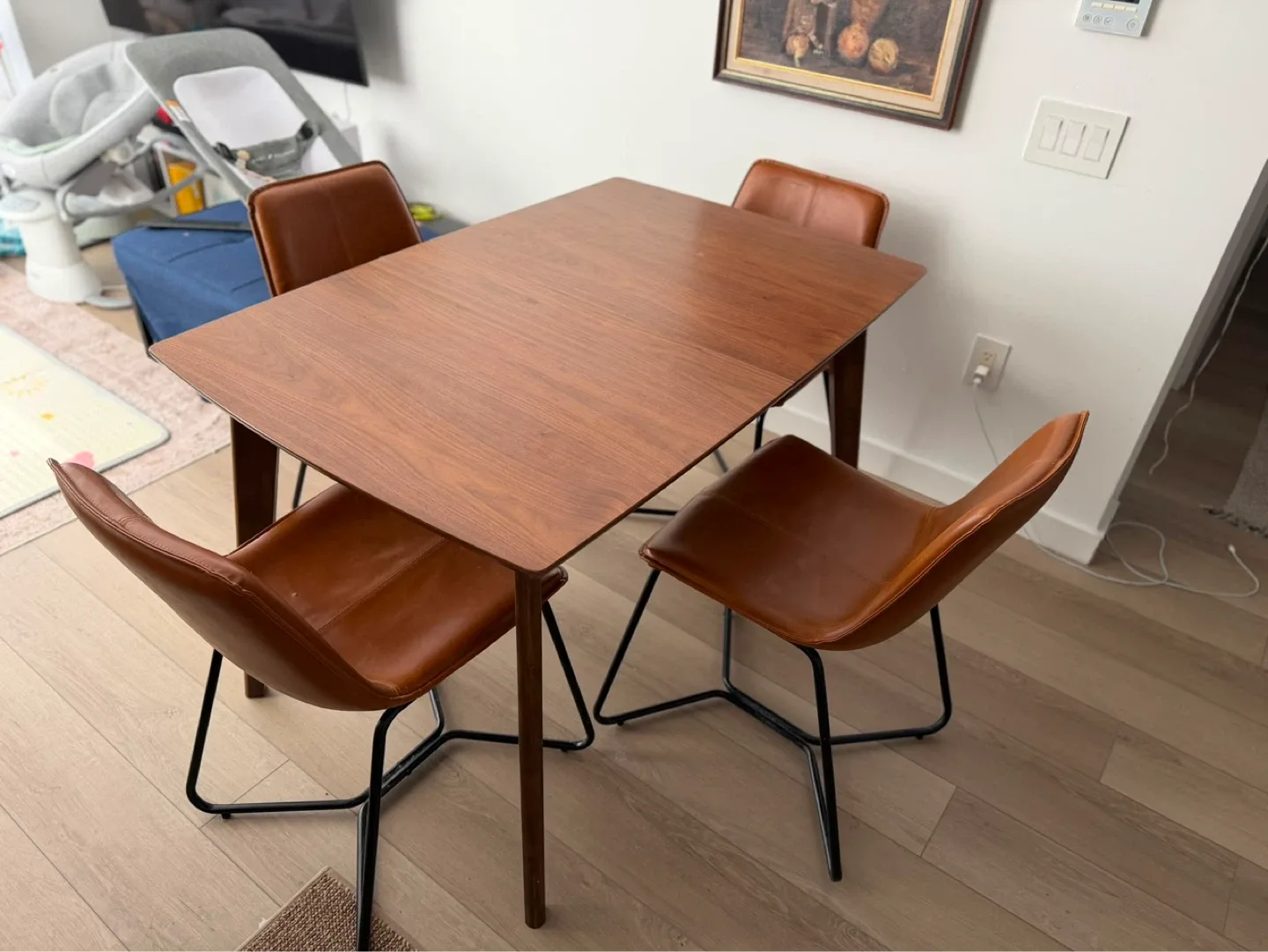 Wood Dining Table with 4 Chairs