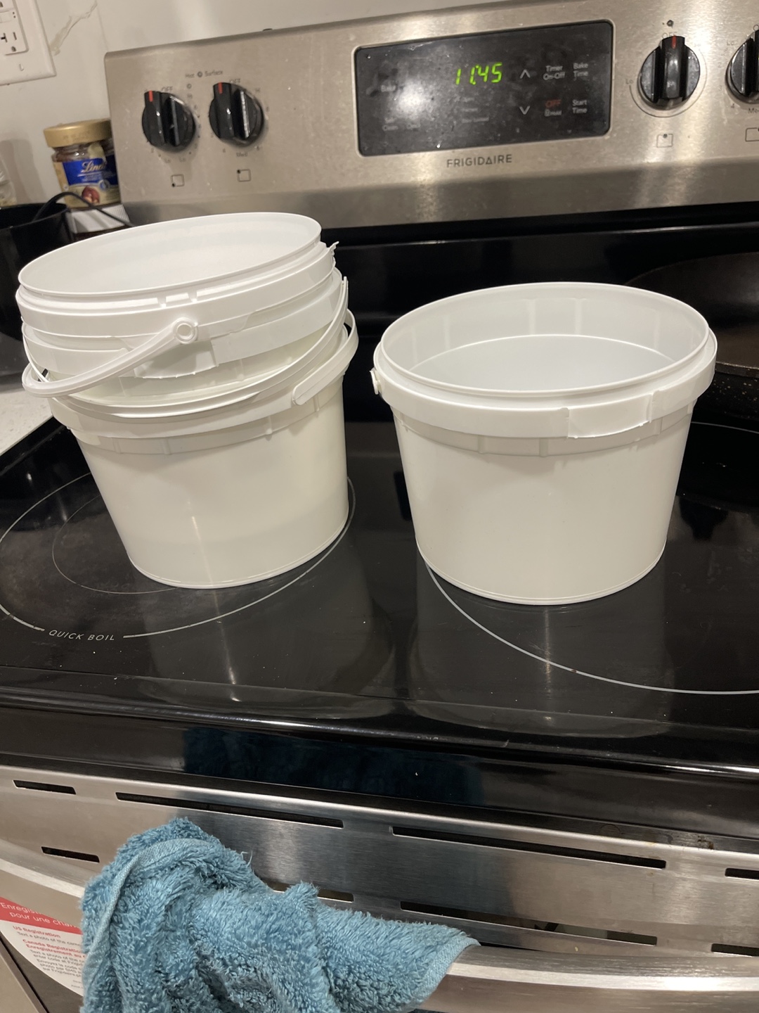 White Plastic Buckets with Lids (Set of 3)