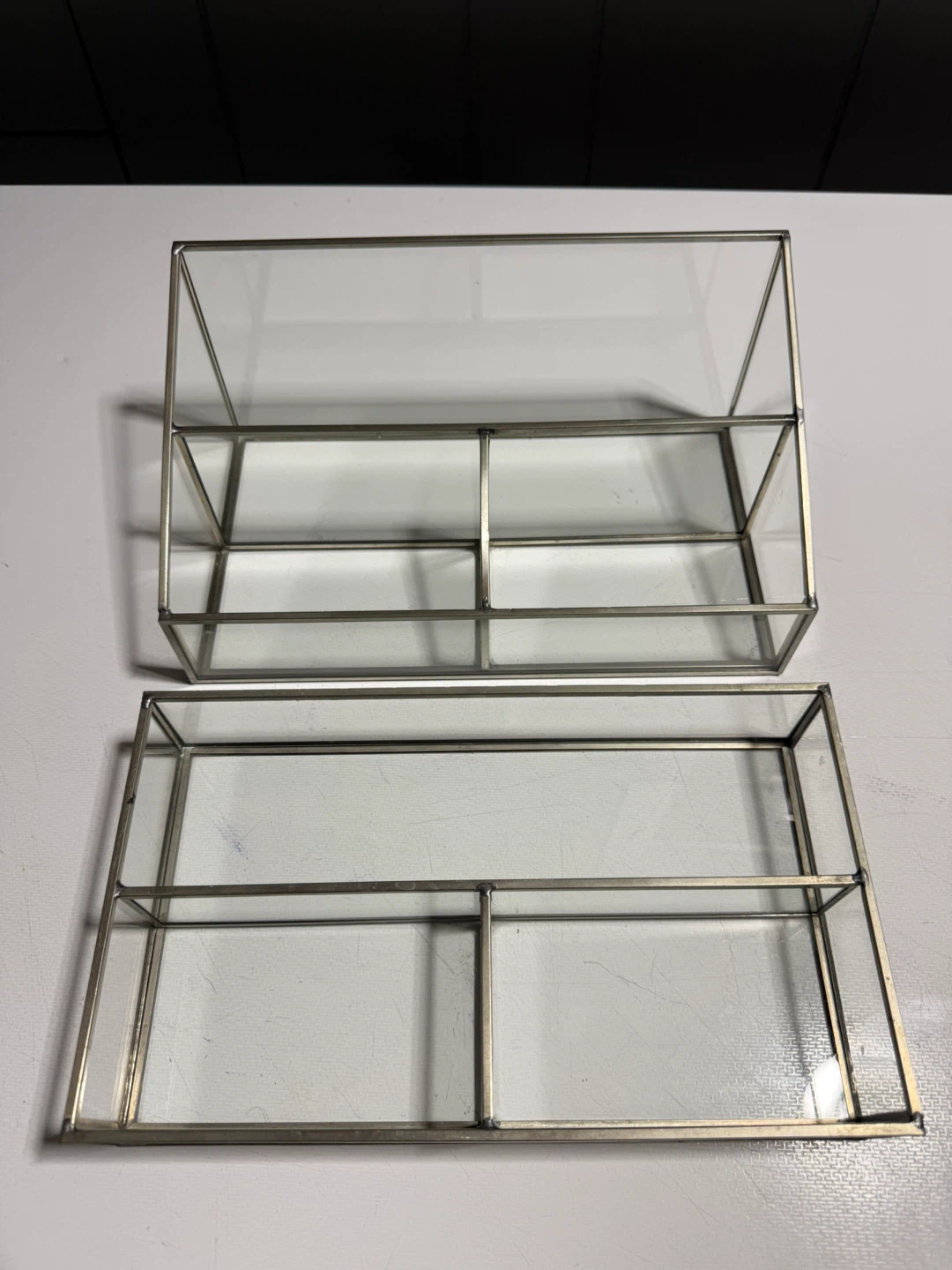 Glass & Metal Vanity Organizer Set - 2 Pieces