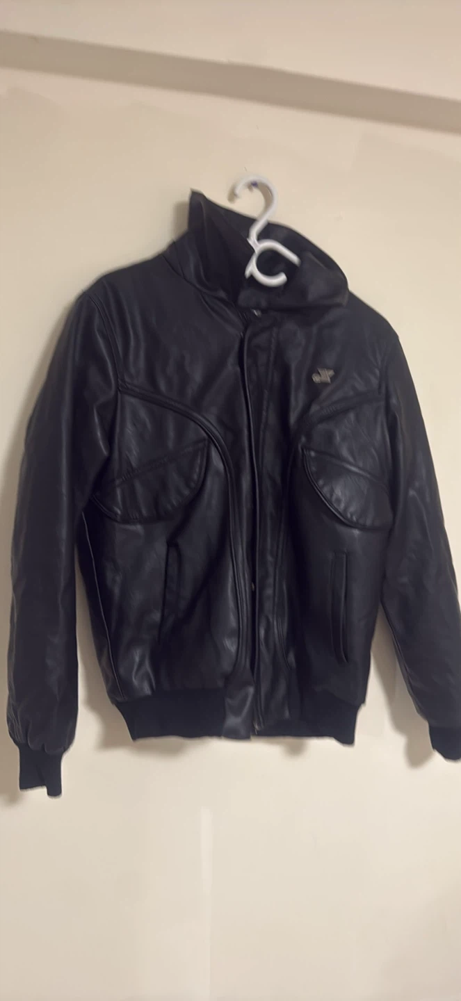 Black Leather Bomber Jacket