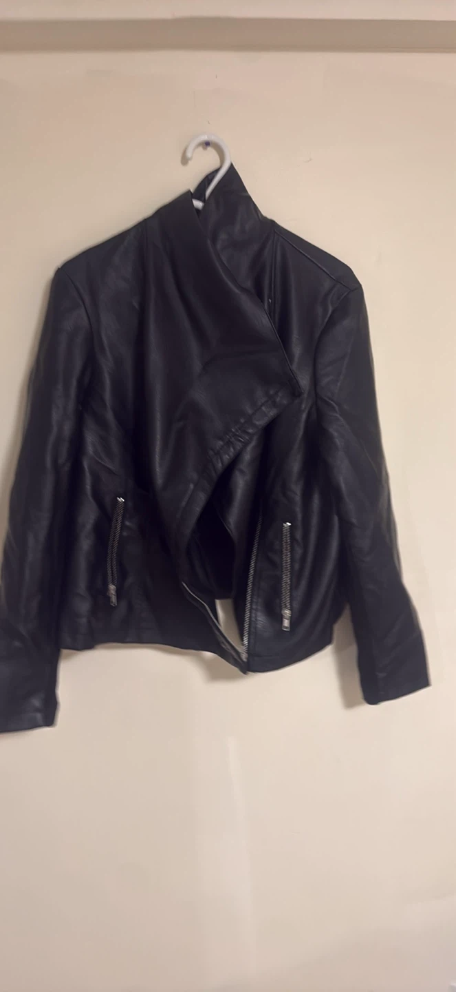 Black Faux Leather Moto Jacket - photo 3