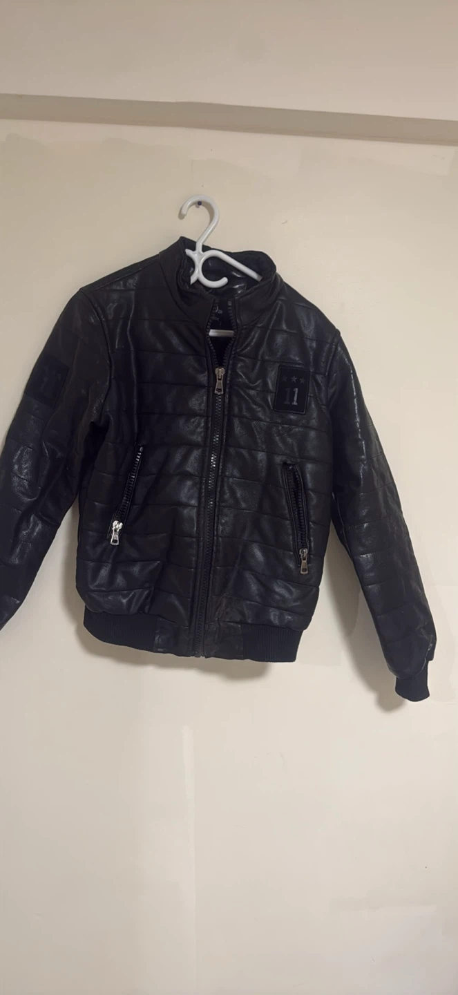 Black Faux Leather Bomber Jacket
