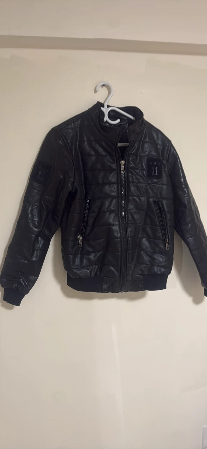 Black Faux Leather Bomber Jacket - photo 3