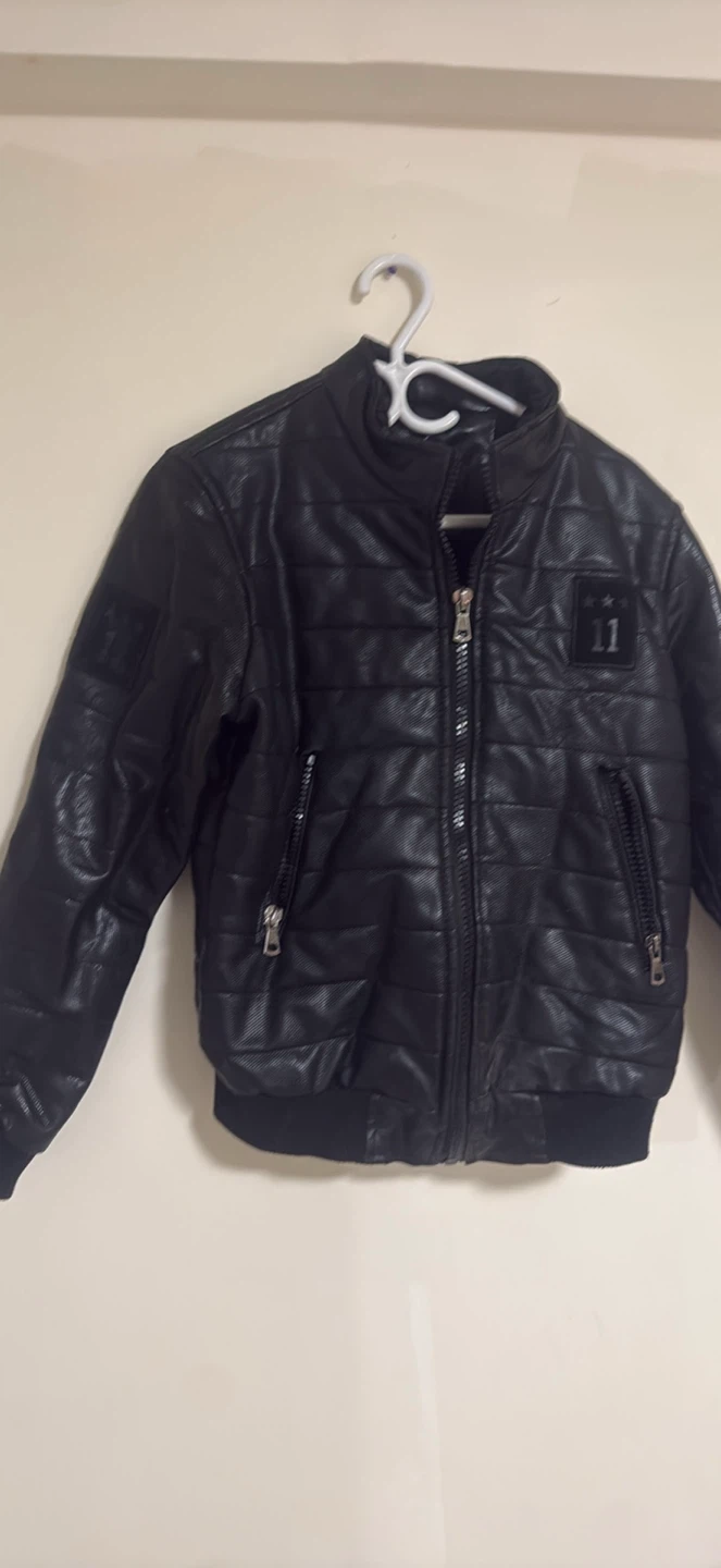 Black Faux Leather Bomber Jacket - photo 2