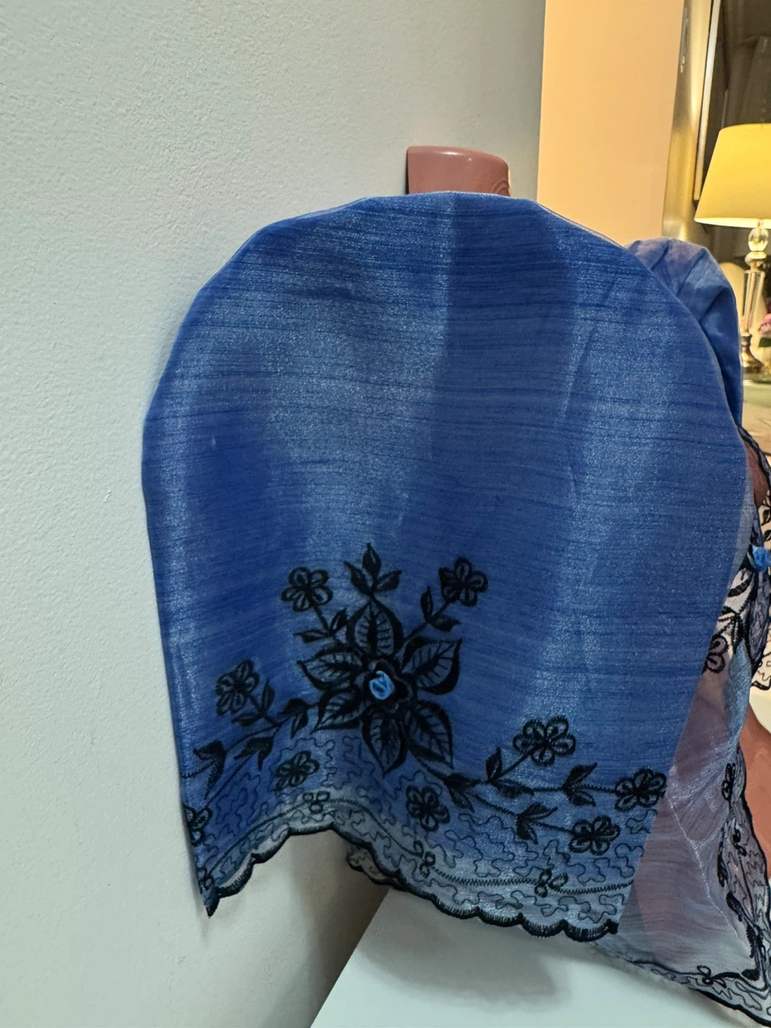 Blue Sheer Bolero with Black Floral Embroidery - photo 3