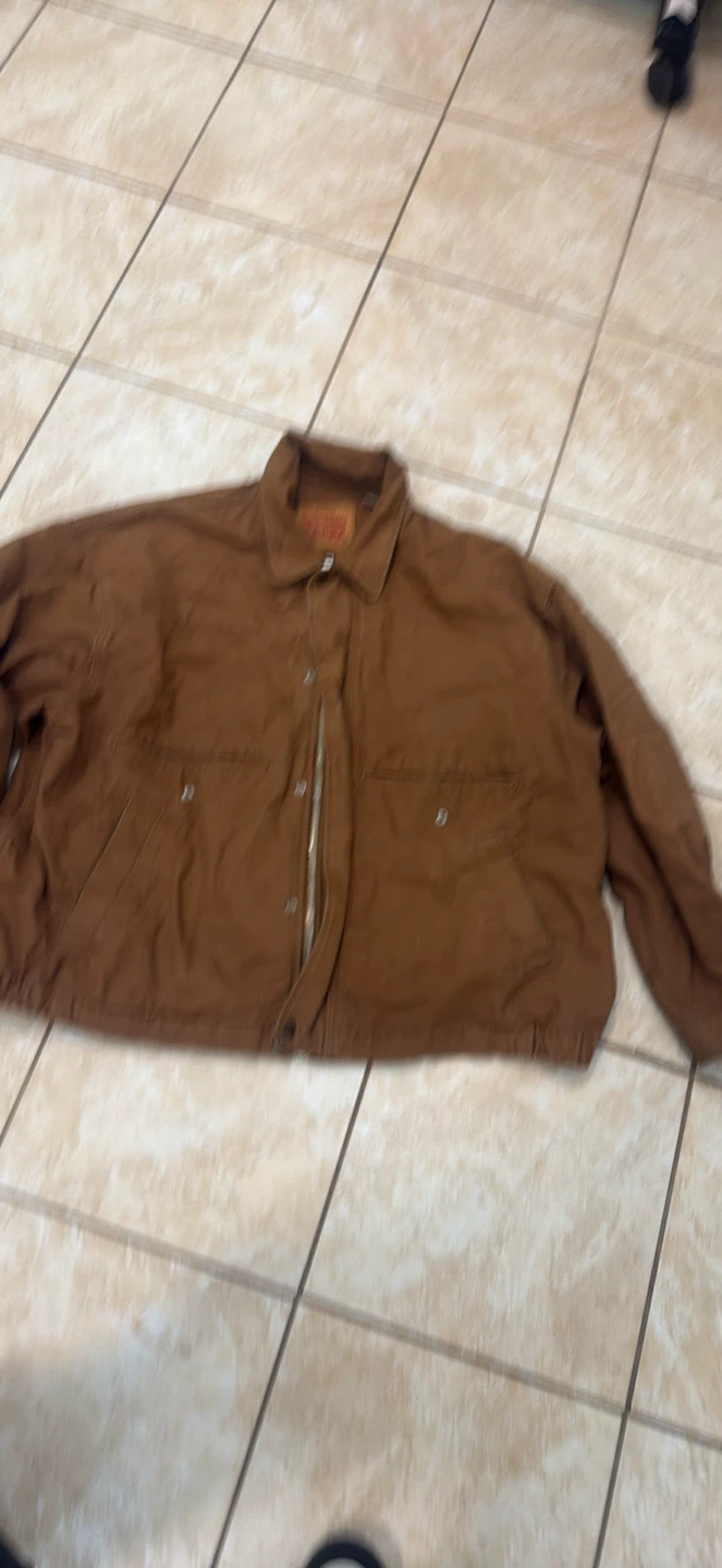 Brown Work Jacket with Benjamin Franklin Graphic