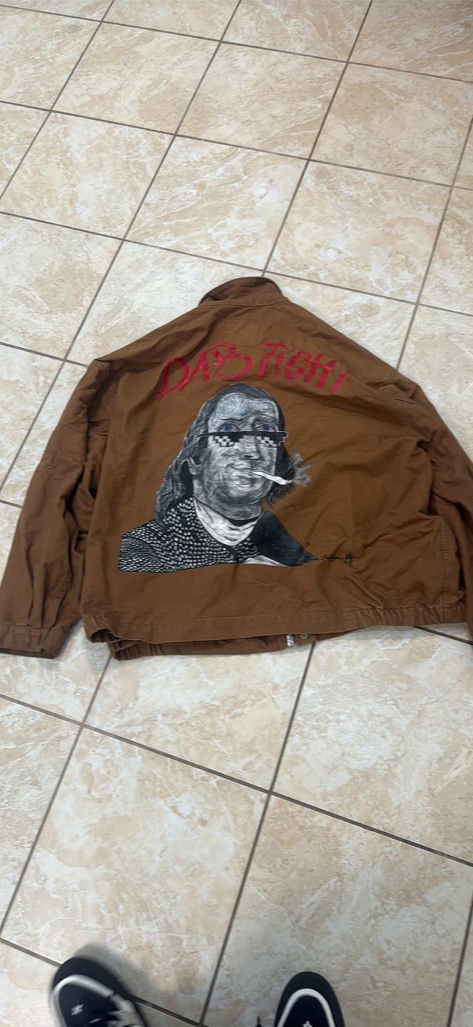 Brown Work Jacket with Benjamin Franklin Graphic - photo 2