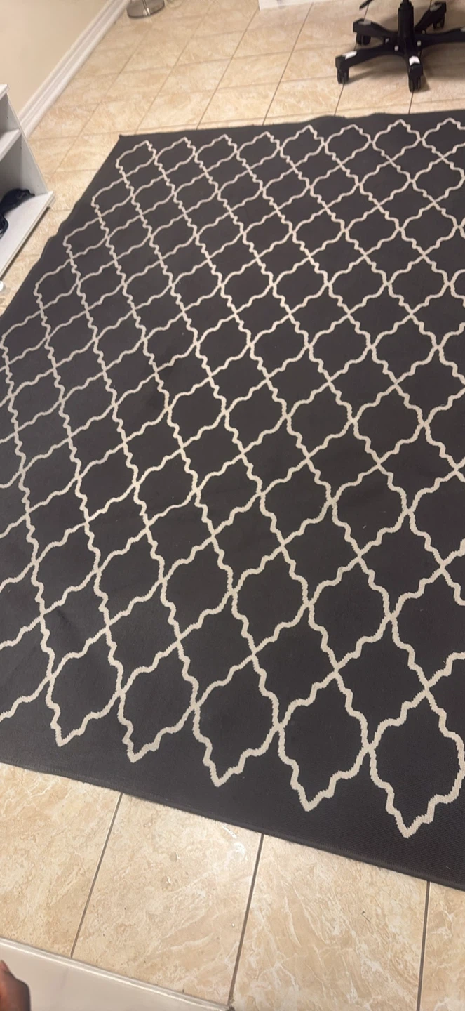 Dark Grey Area Rug with White Pattern - photo 2