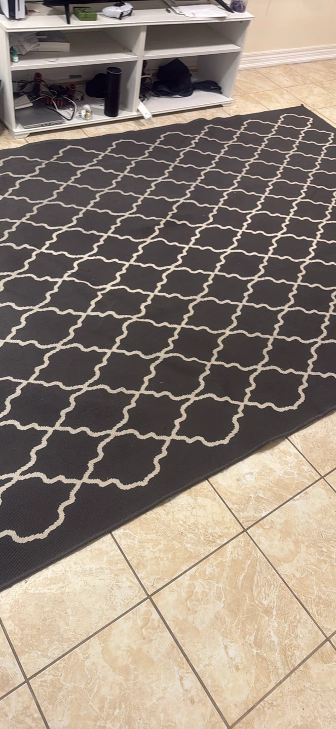 Dark Grey Area Rug with White Pattern