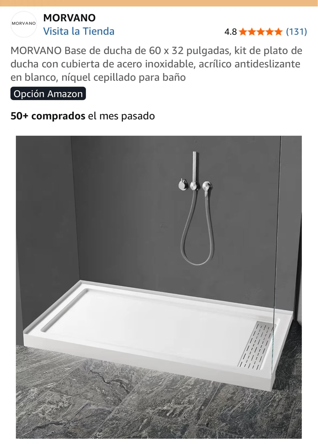 MORVANO 60" x 32" Shower Base Kit