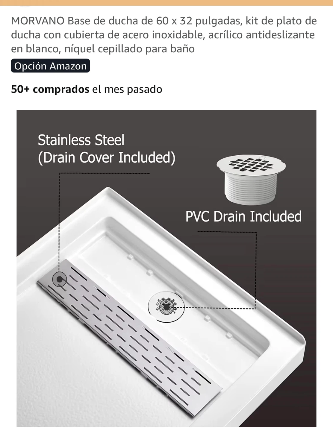 MORVANO 60" x 32" Shower Base Kit - photo 5