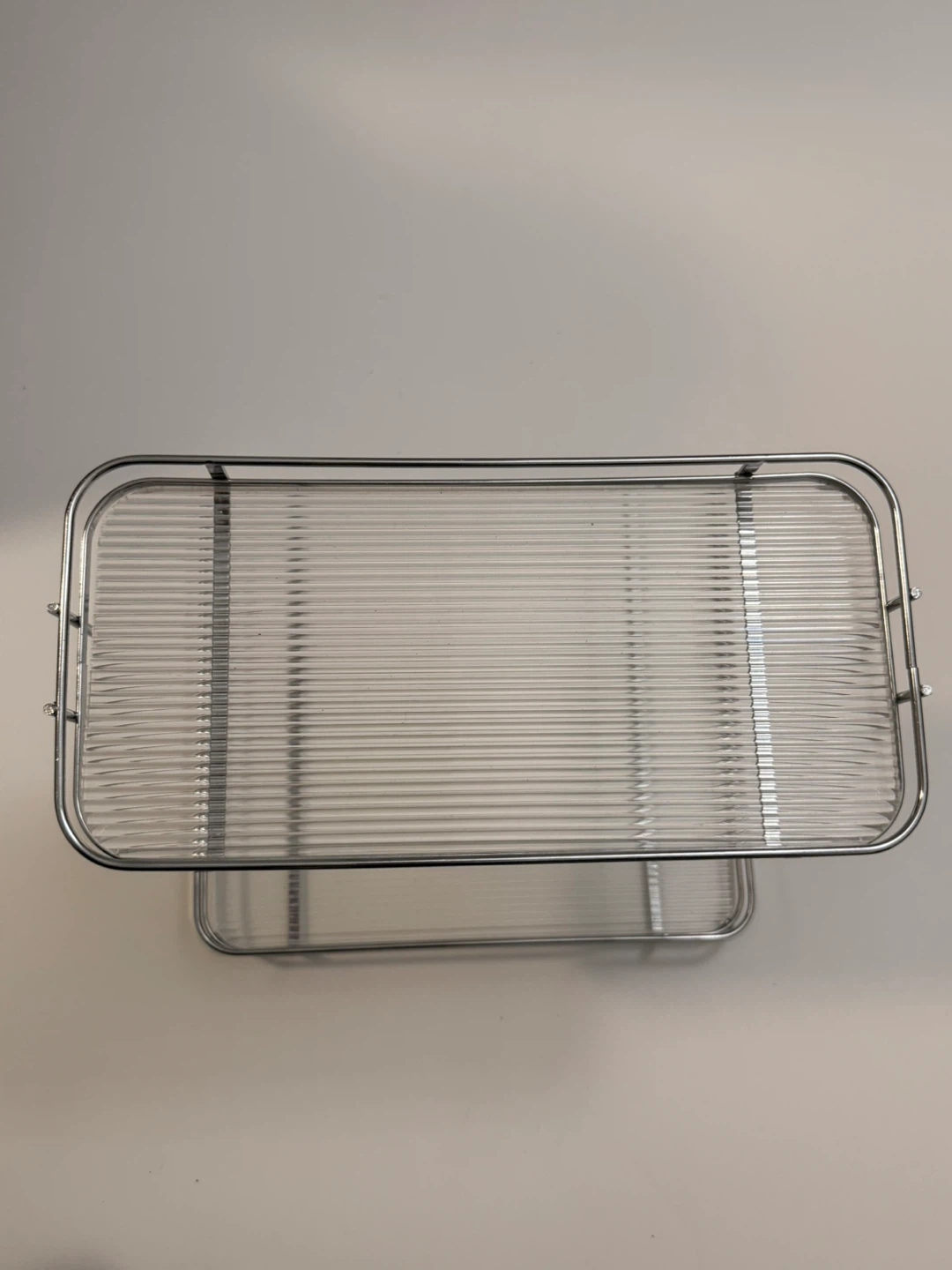 2-Tier Metal & Clear Plastic Shelf Organizer