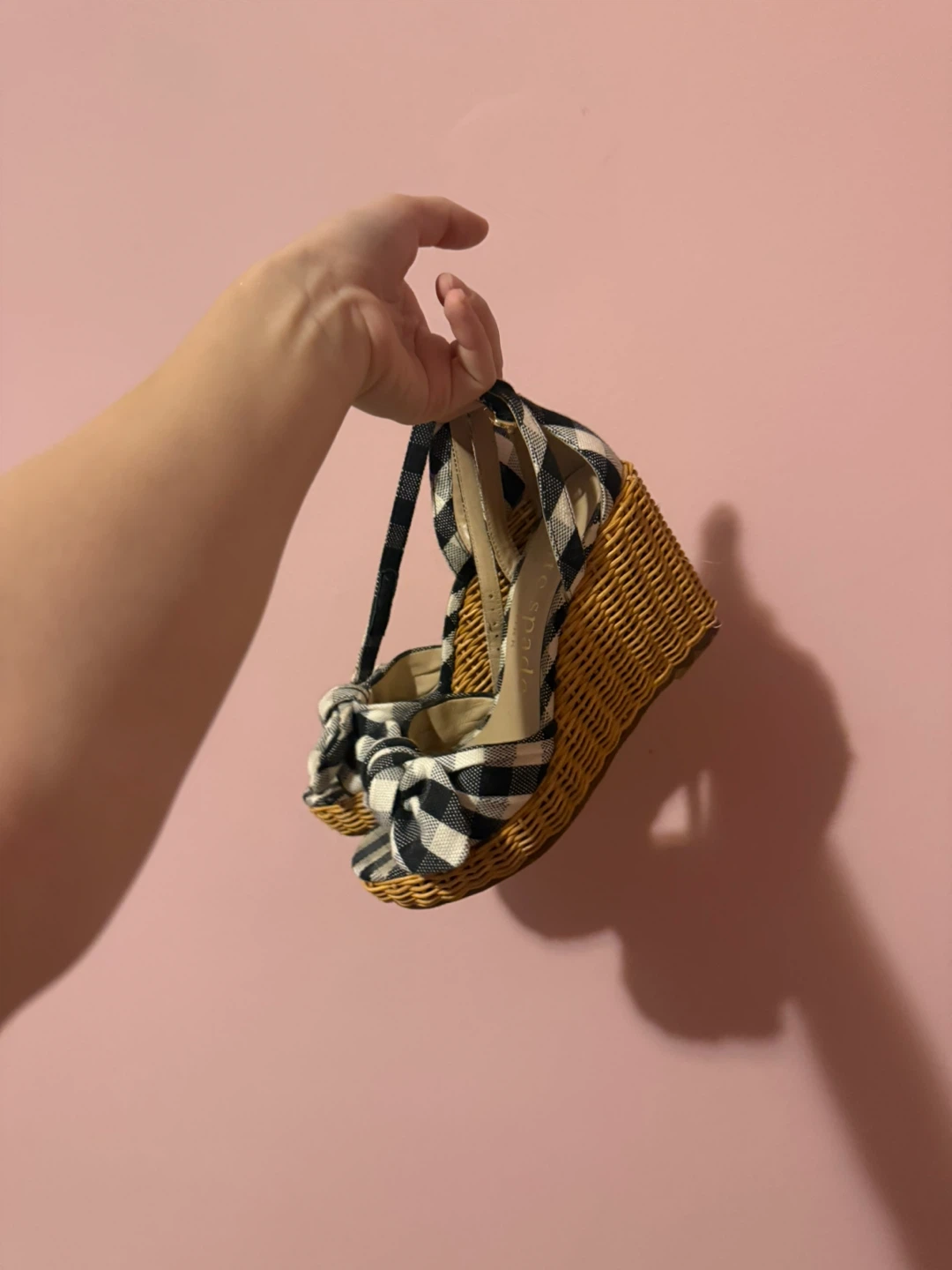 Kate Spade Gingham Bow Wedge Sandals - photo 2
