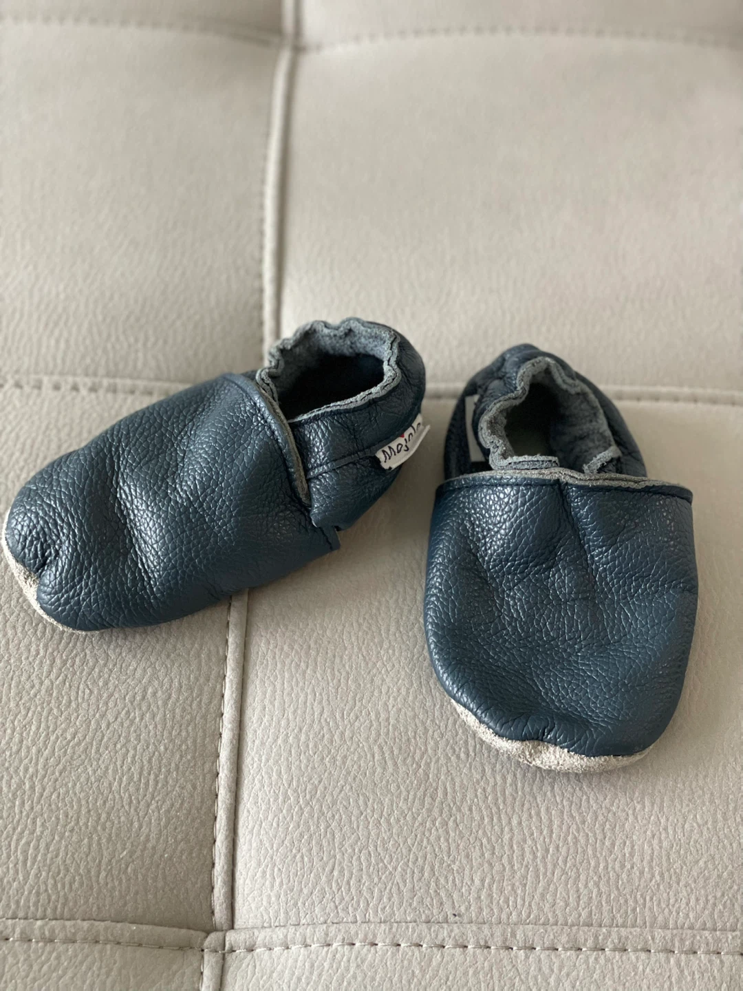 Mejale Leather Baby Moccasins - Navy