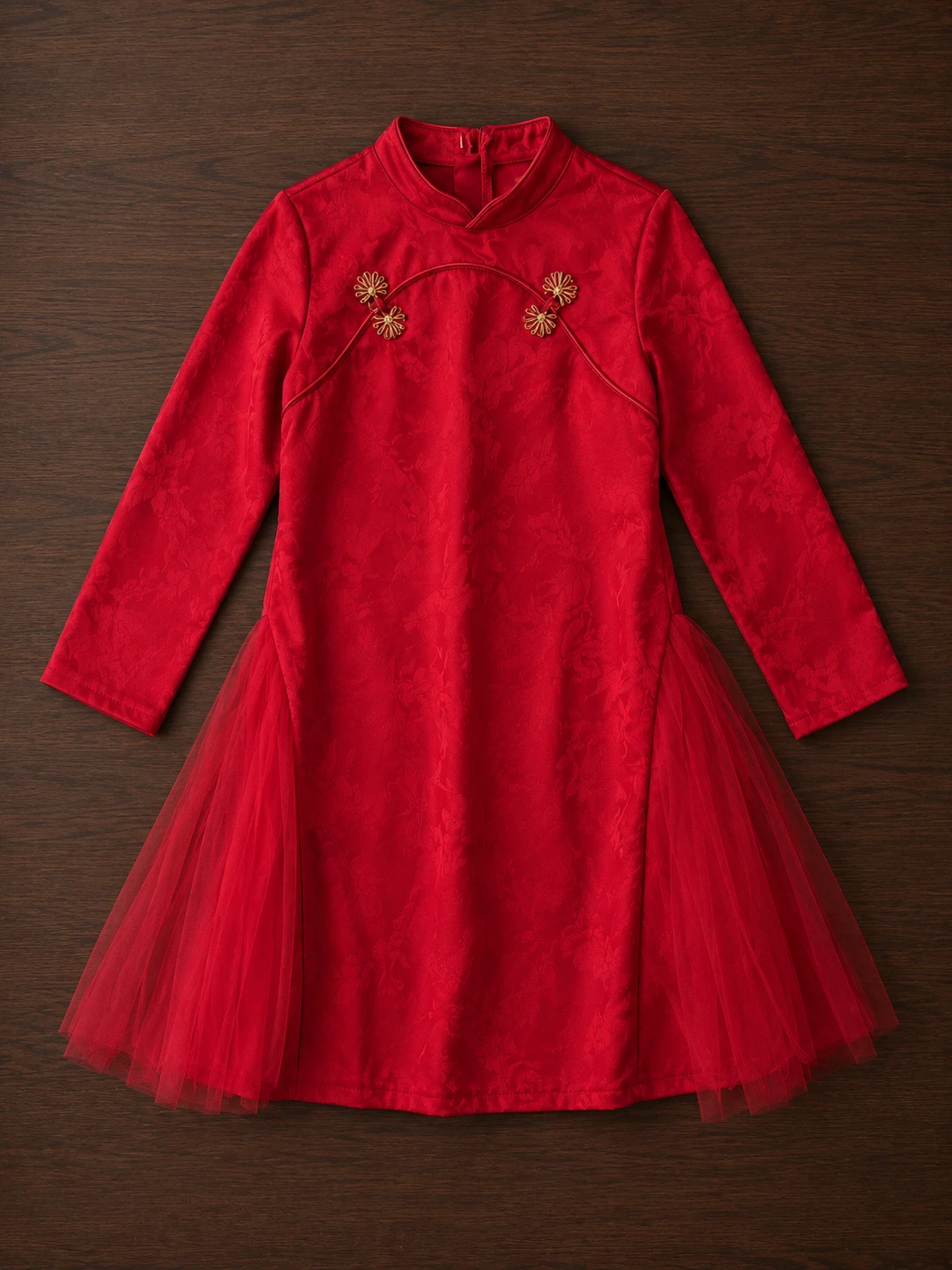 Red Dress with Tulle Skirt