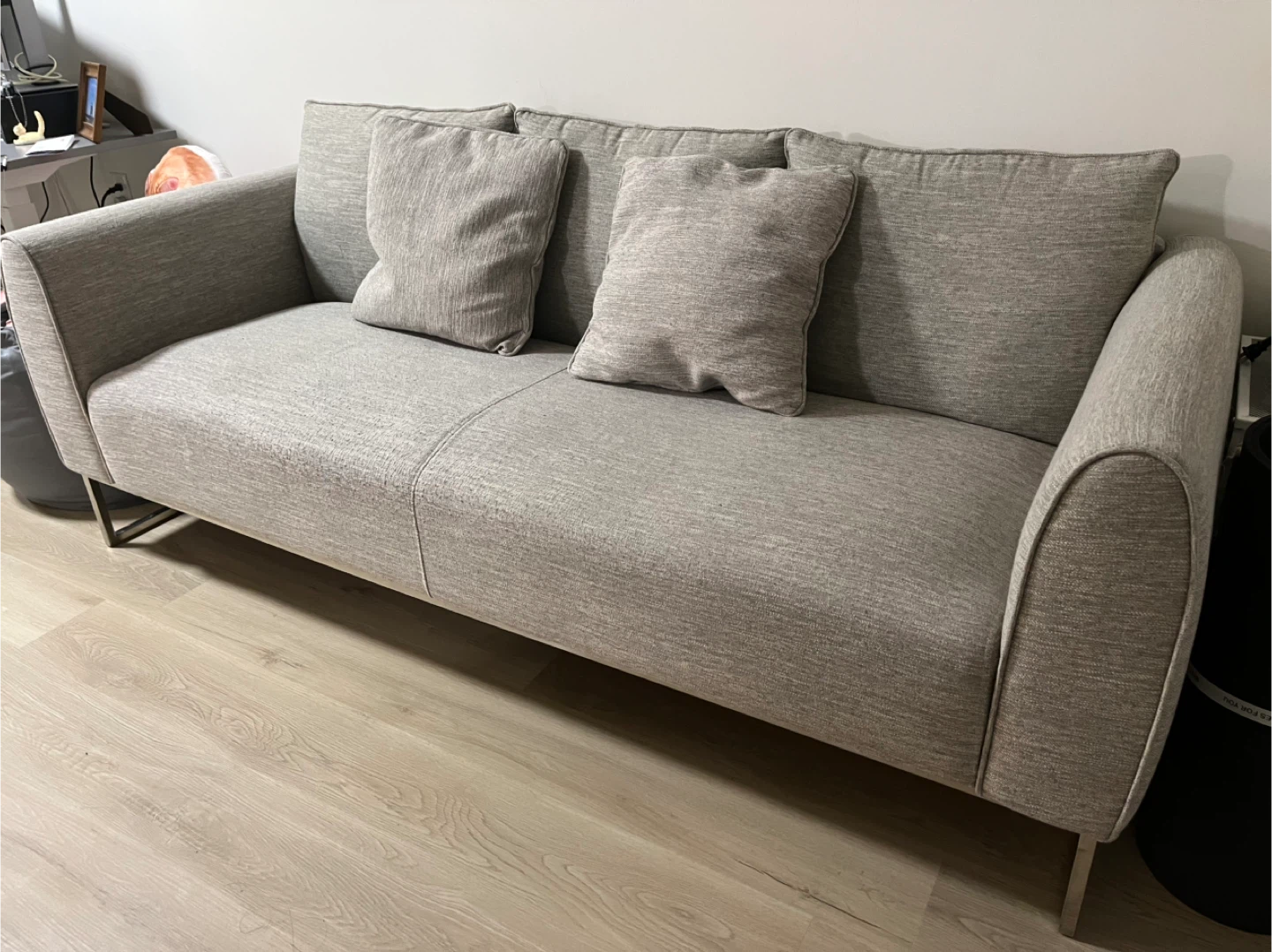 Grey Fabric Sofa with 3 Cushions - photo 2