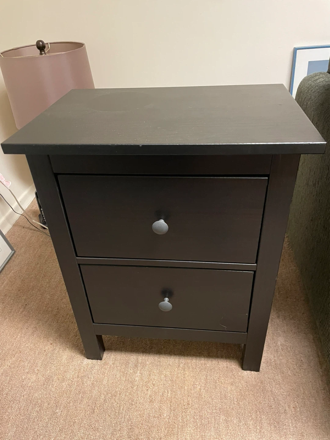 Black Two-Drawer Nightstand