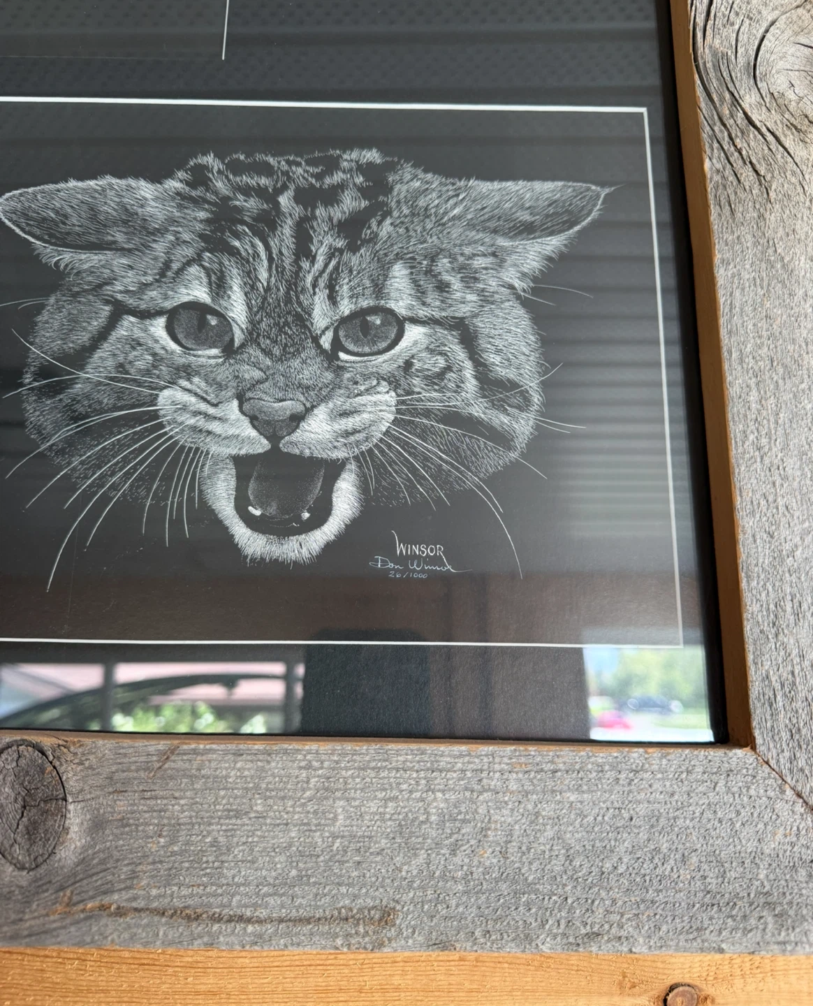 Large Rustic Framed Wildlife Art Print - Cougar, Bobcat & Lynx - photo 3