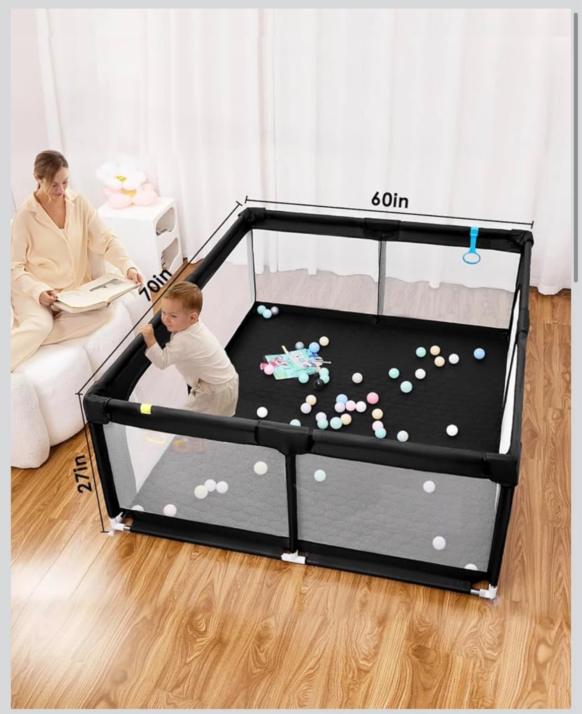 Foldable Baby Playpen - BLACK - photo 2