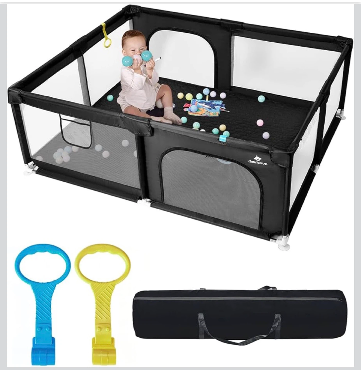 Foldable Baby Playpen - BLACK