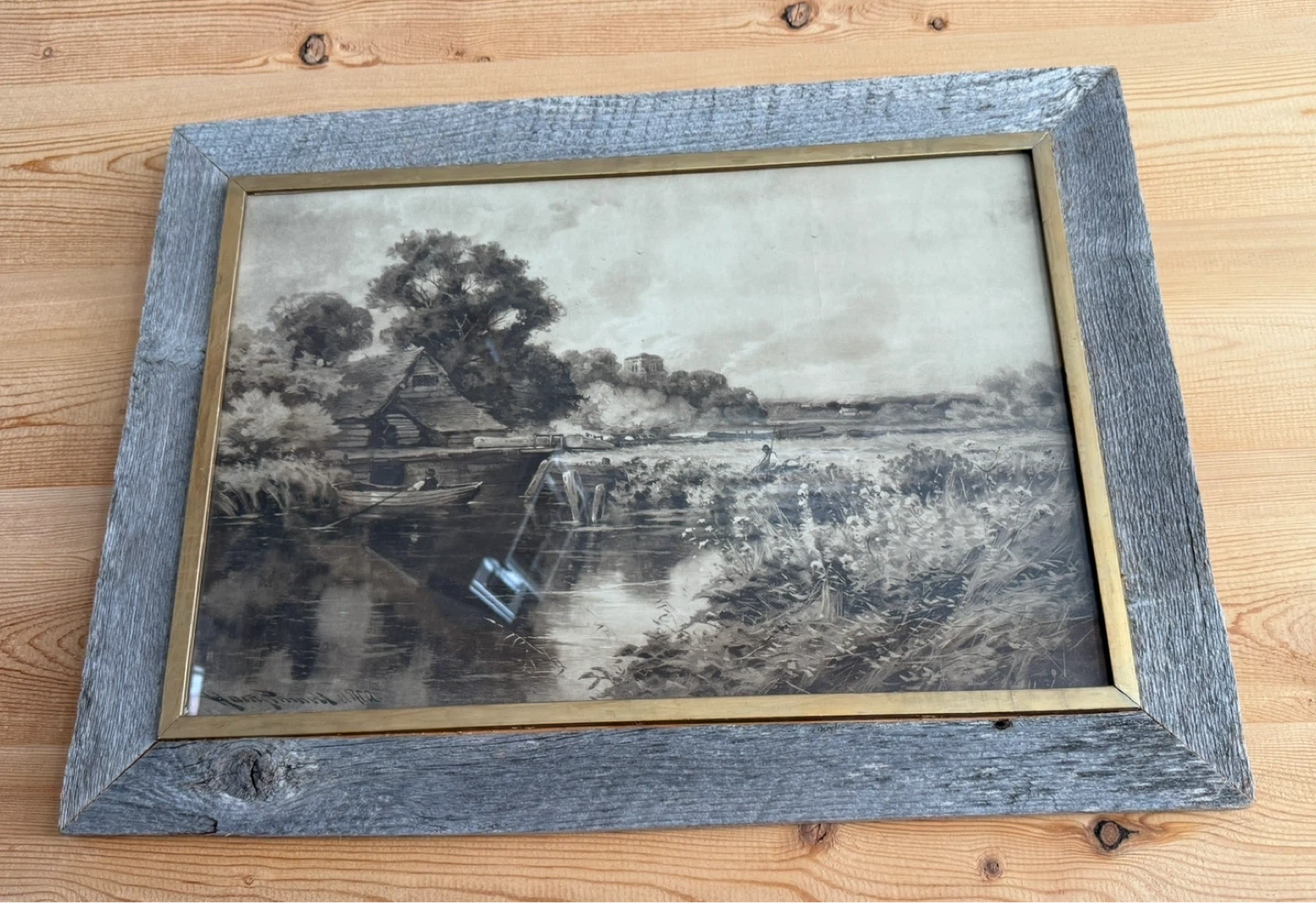 Large Rustic Cabin Wall Art Framed Landscape Print